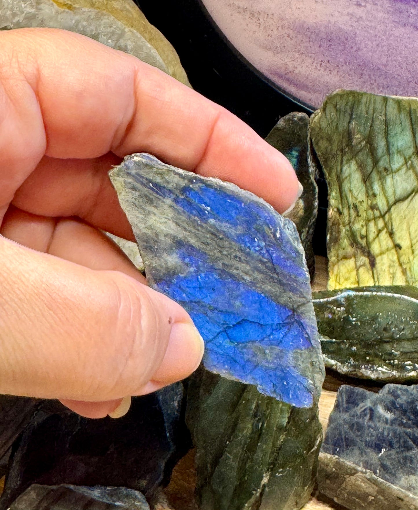 Labradorite une face polie