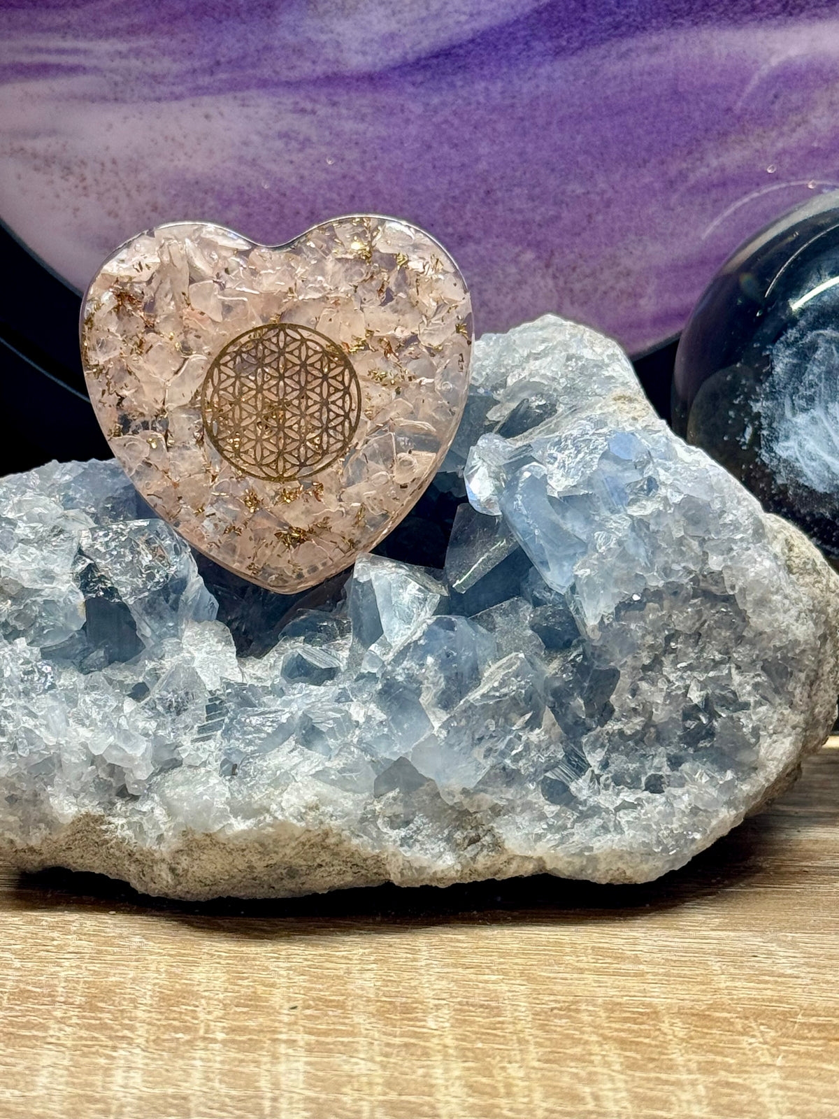Orgonite Cœur de Quartz Rose