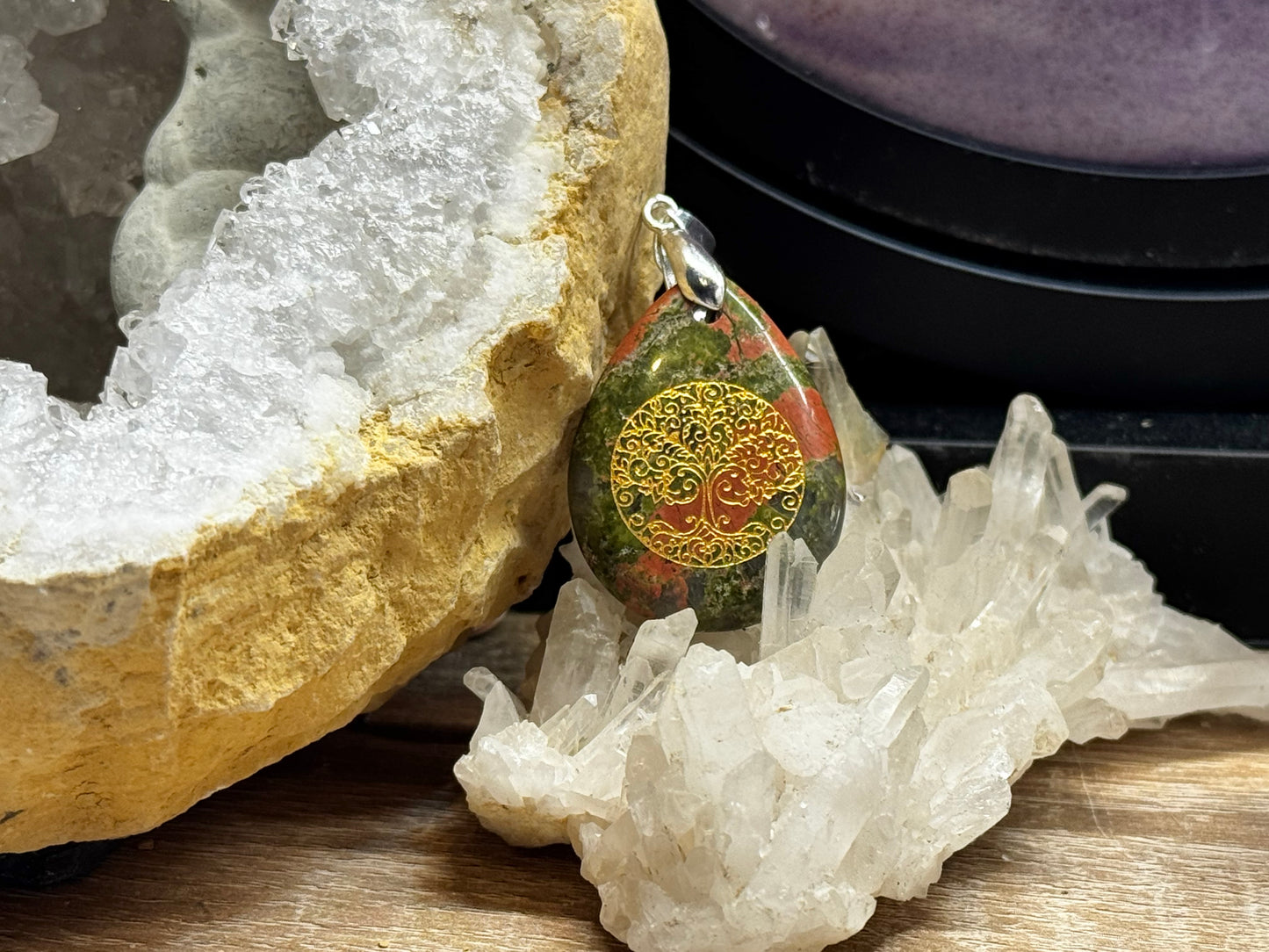 Pendentif goutte d’Unakite