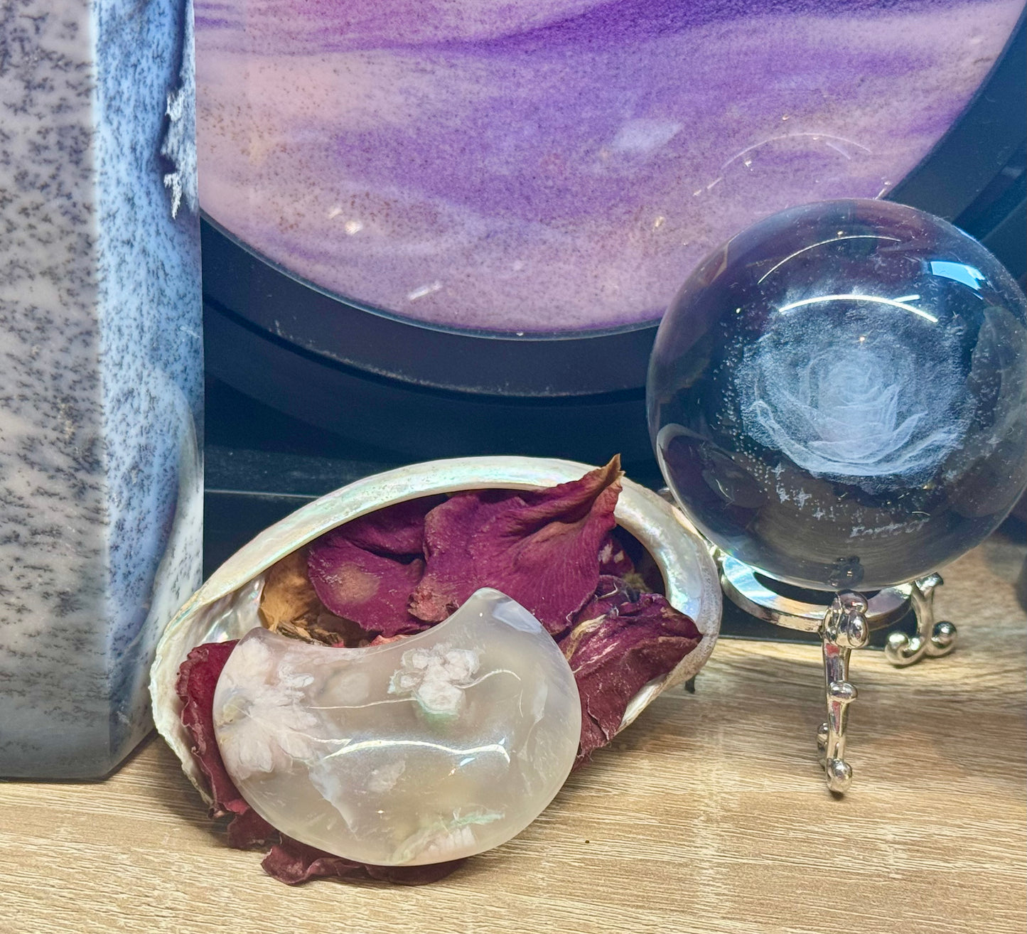 Croissant d’Agate Fleurs de Cerisier