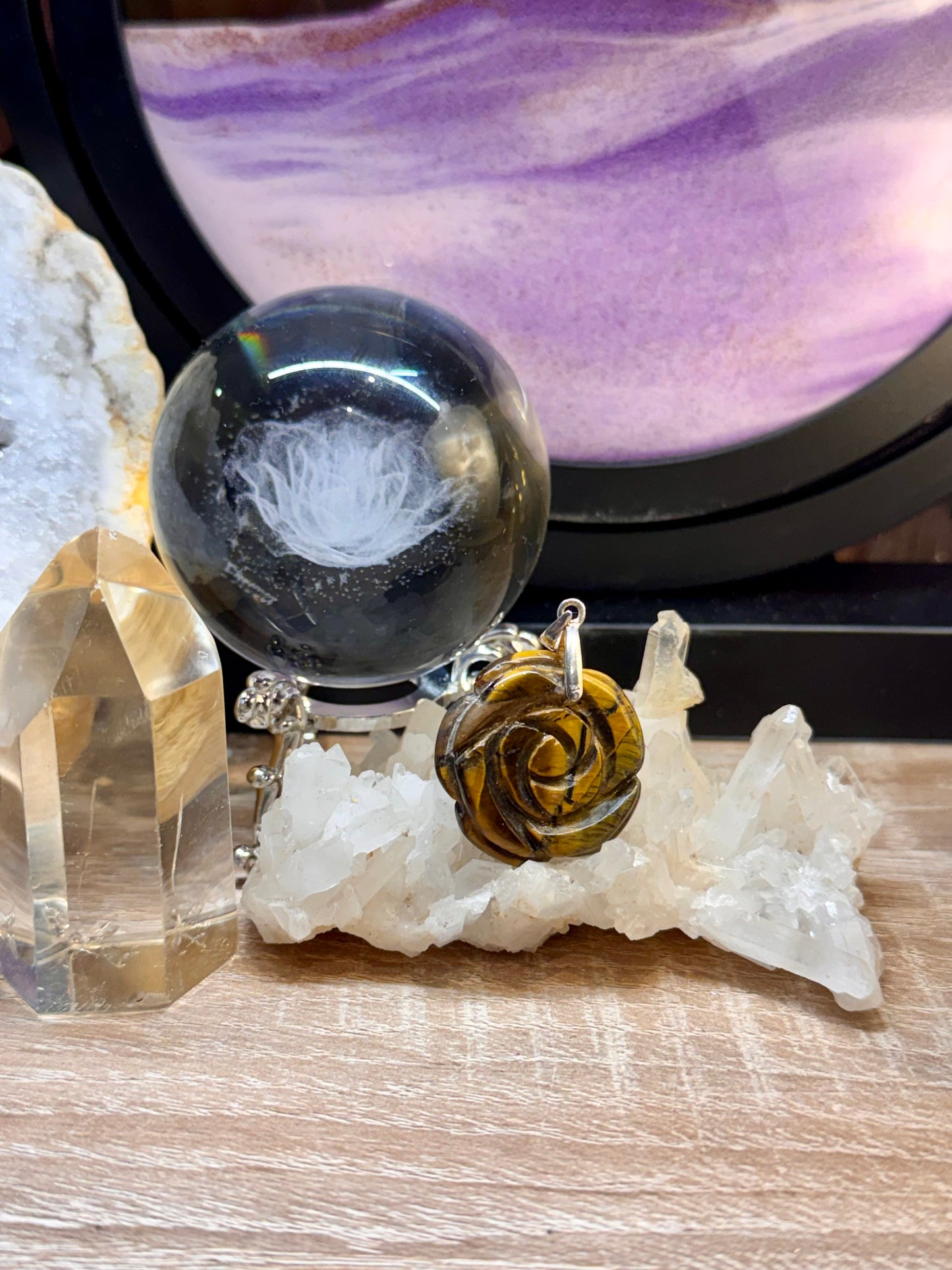 Pendentif Rose en œil de tigre