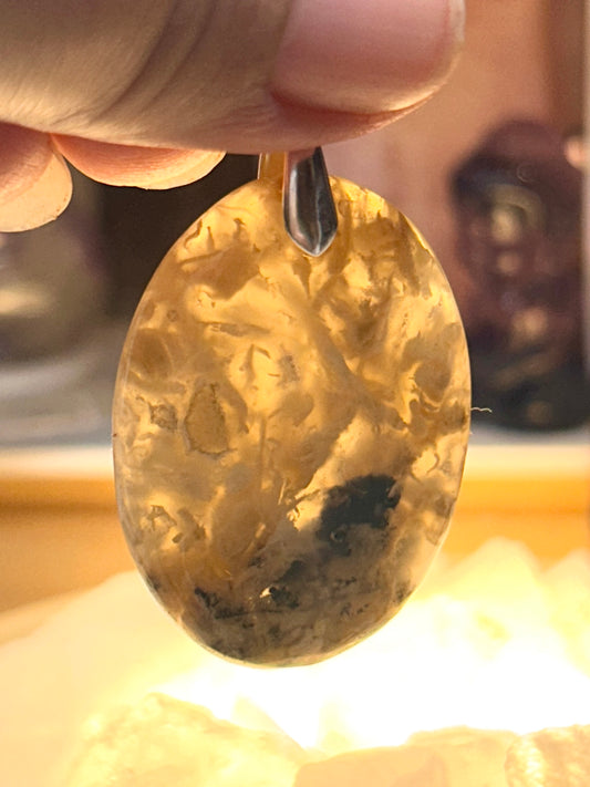 Pendentif d’agate dendrite de tigre