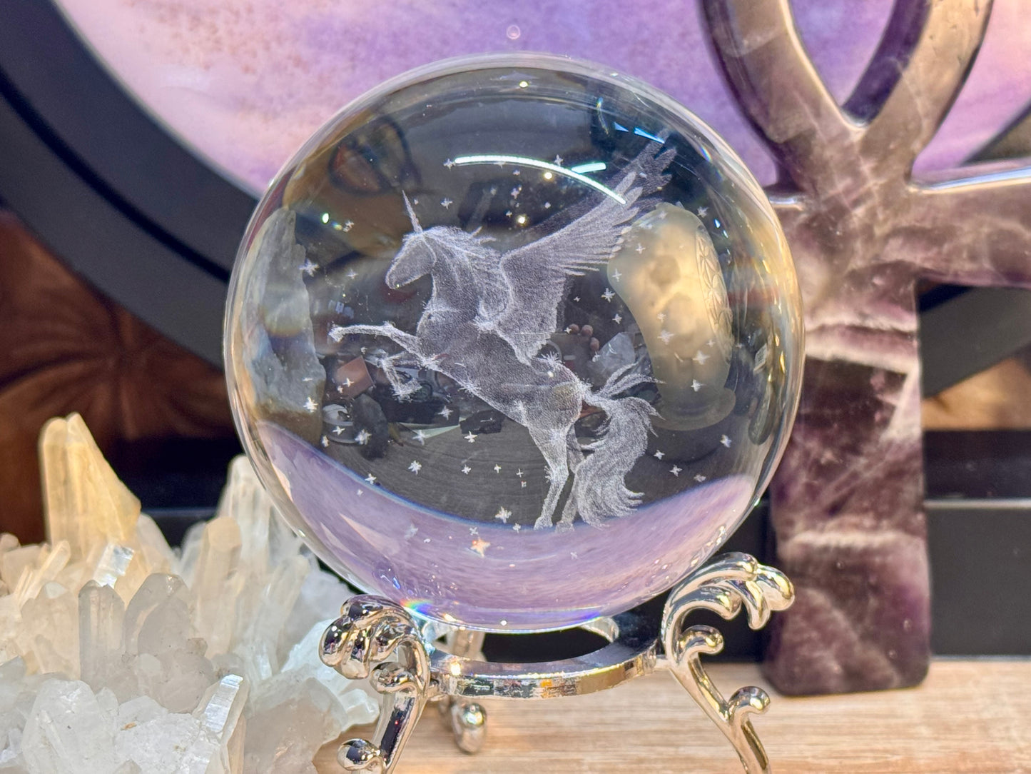 Boule de cristal avec Licorne
