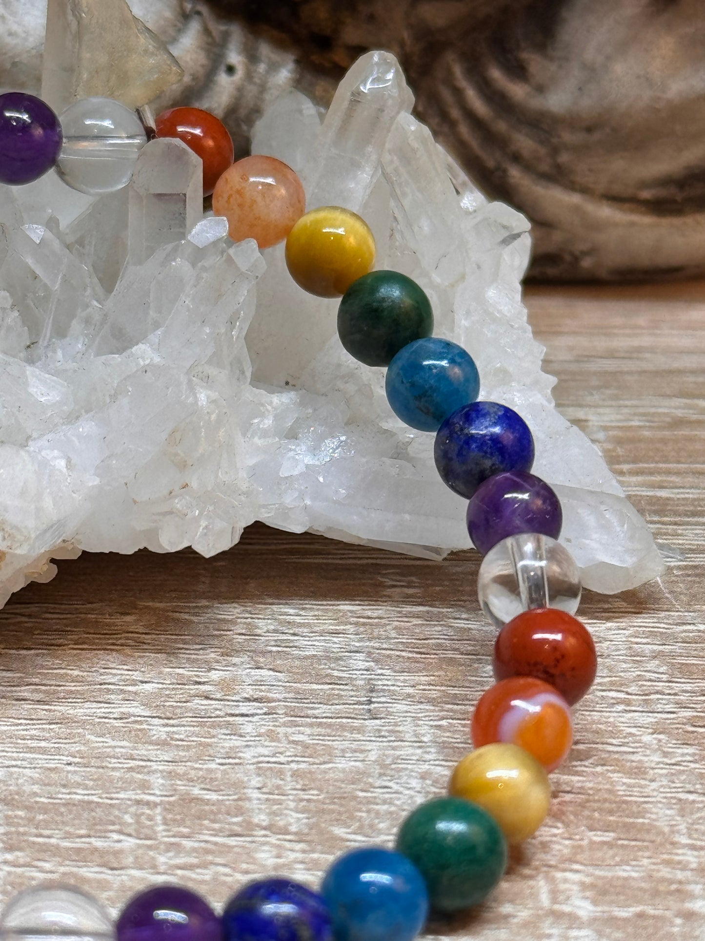Bracelet 7 chakras perles 6 ou 8mm