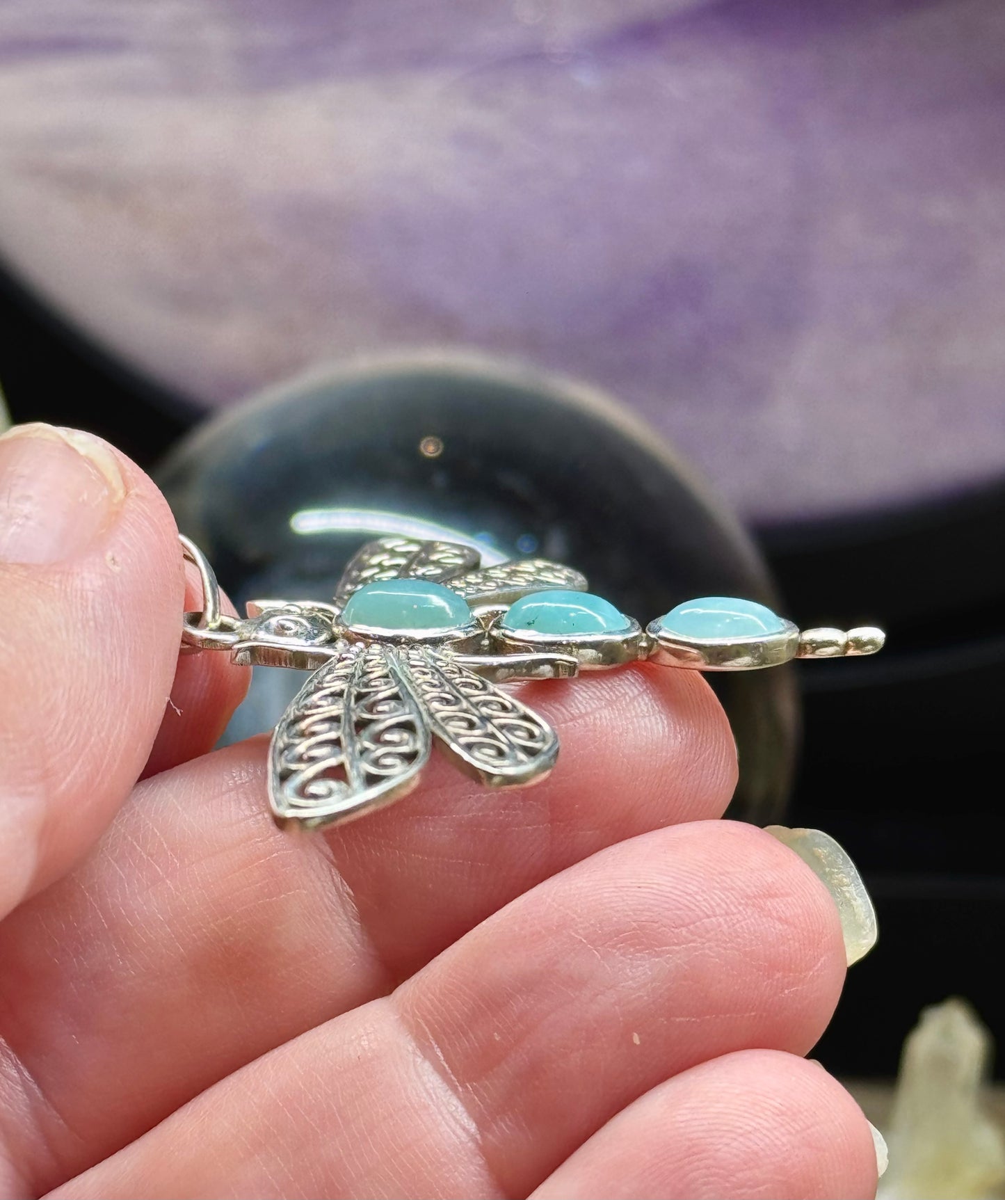 Pendentif papillon Aigue Marine