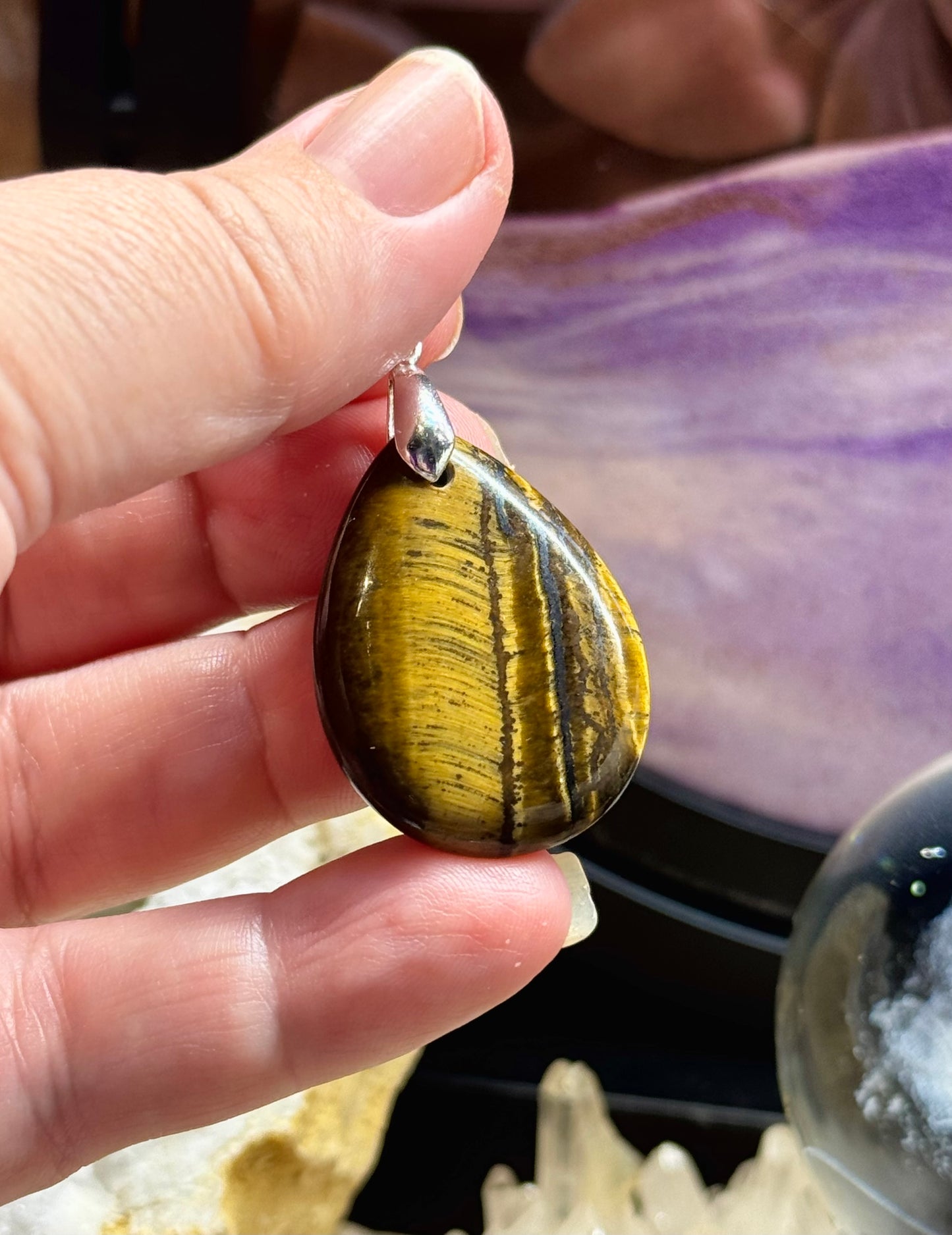 Pendentif goutte Œil de tigre