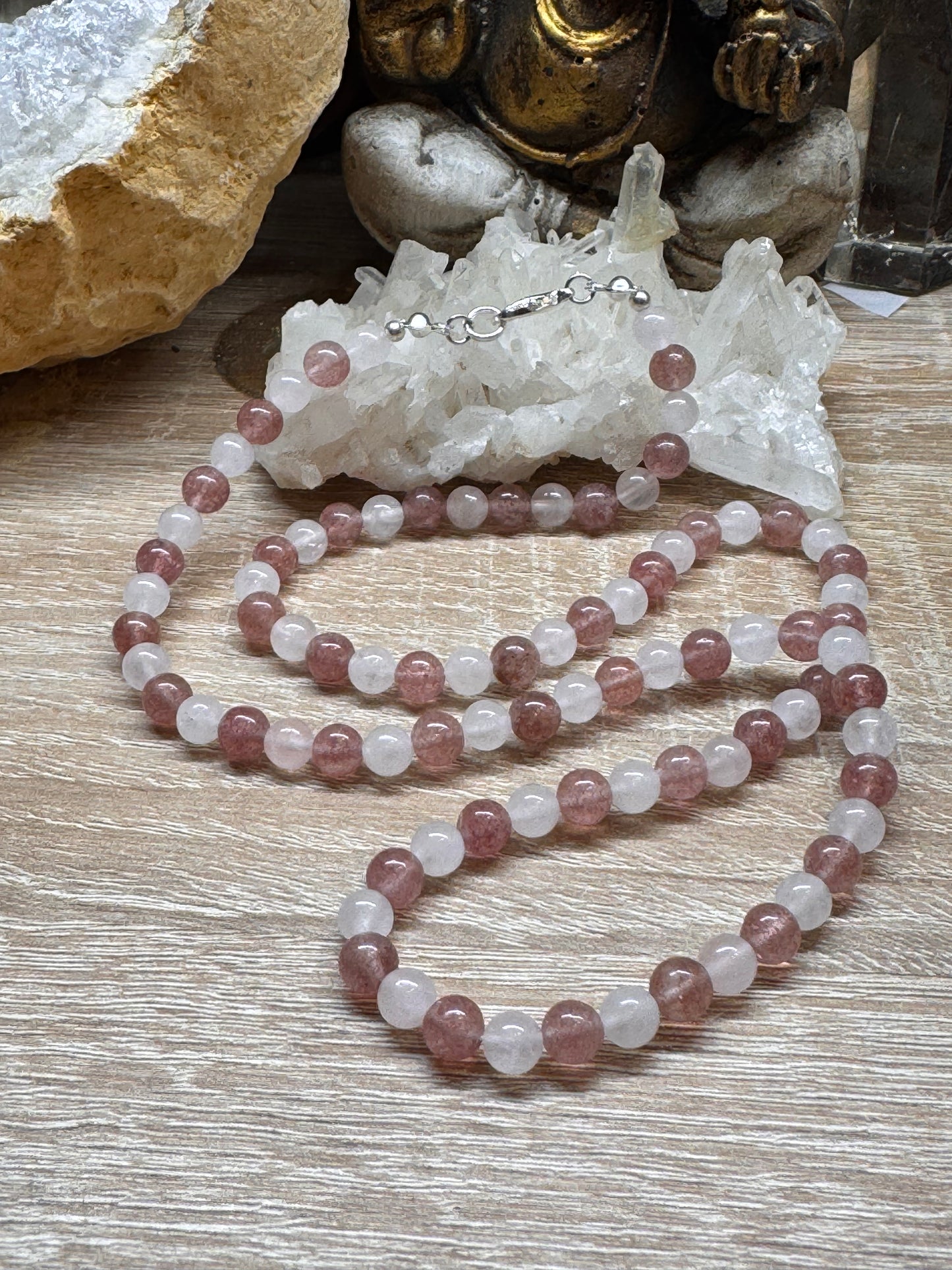 Collier Quartz Rose et Quartz Fraise