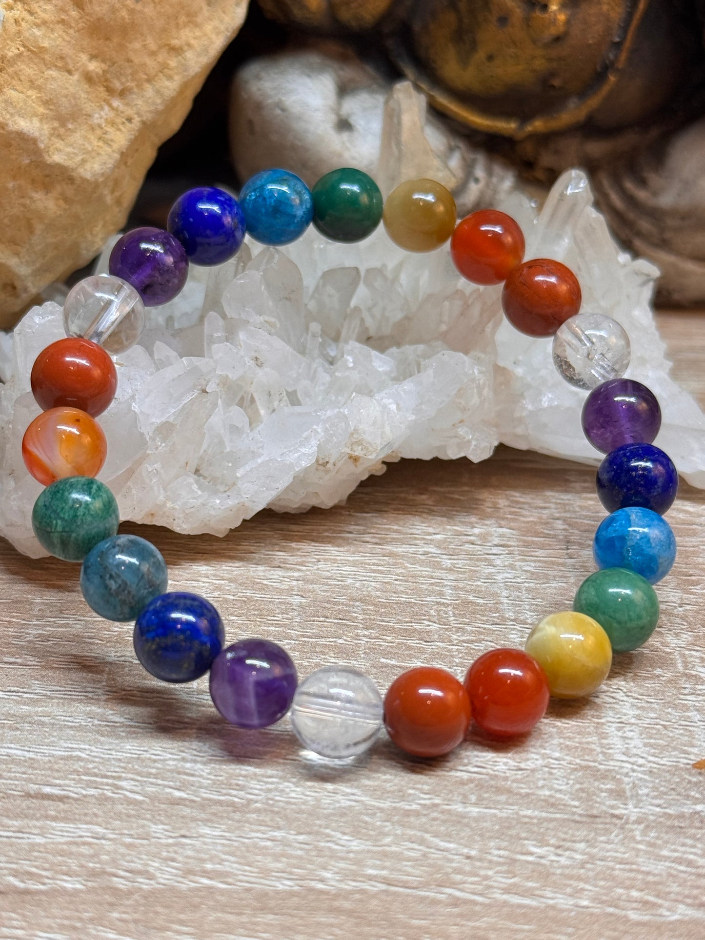Bracelet 7 chakras perles 6 ou 8mm