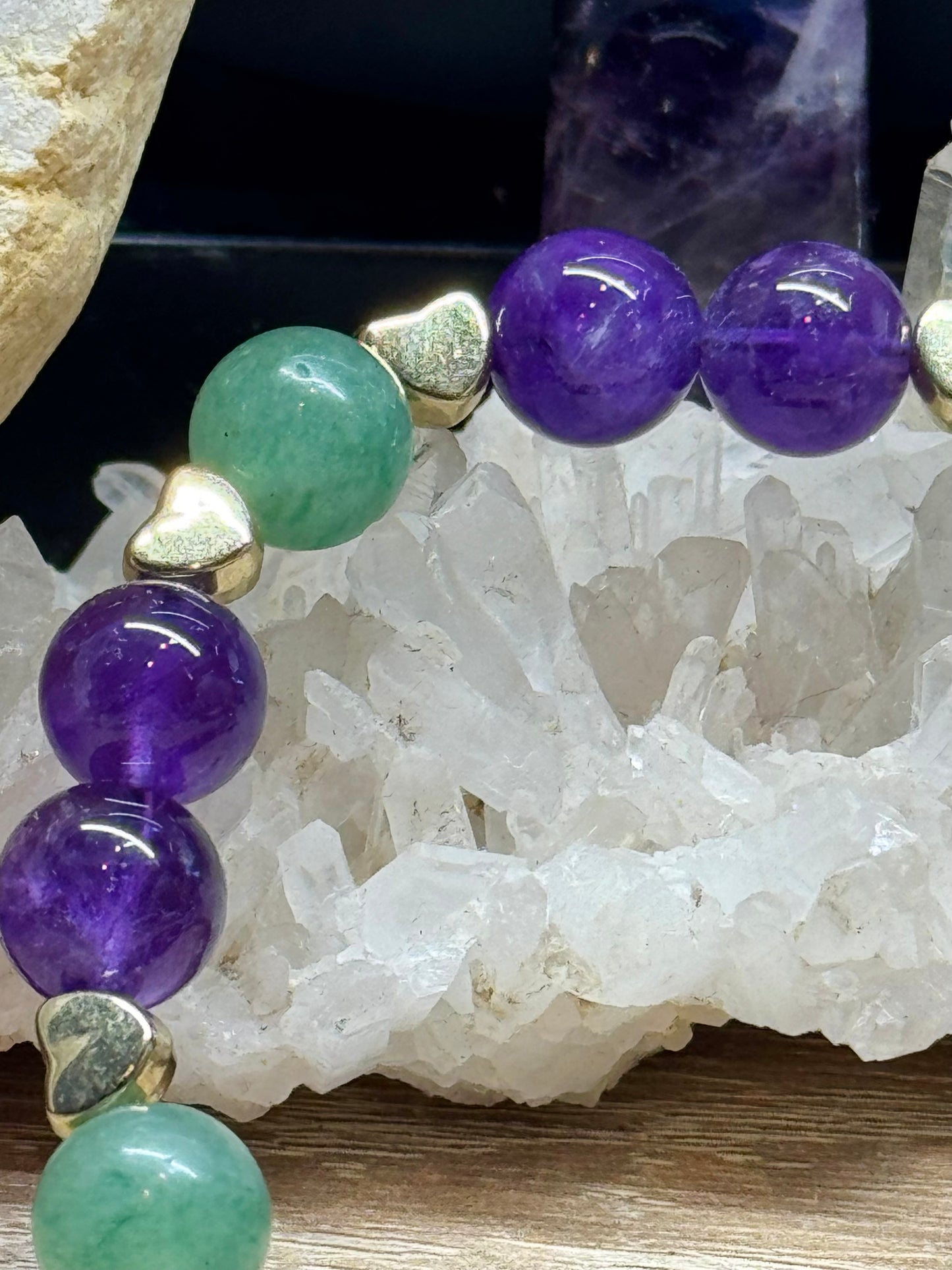 Bracelet améthyste et aventurine verte