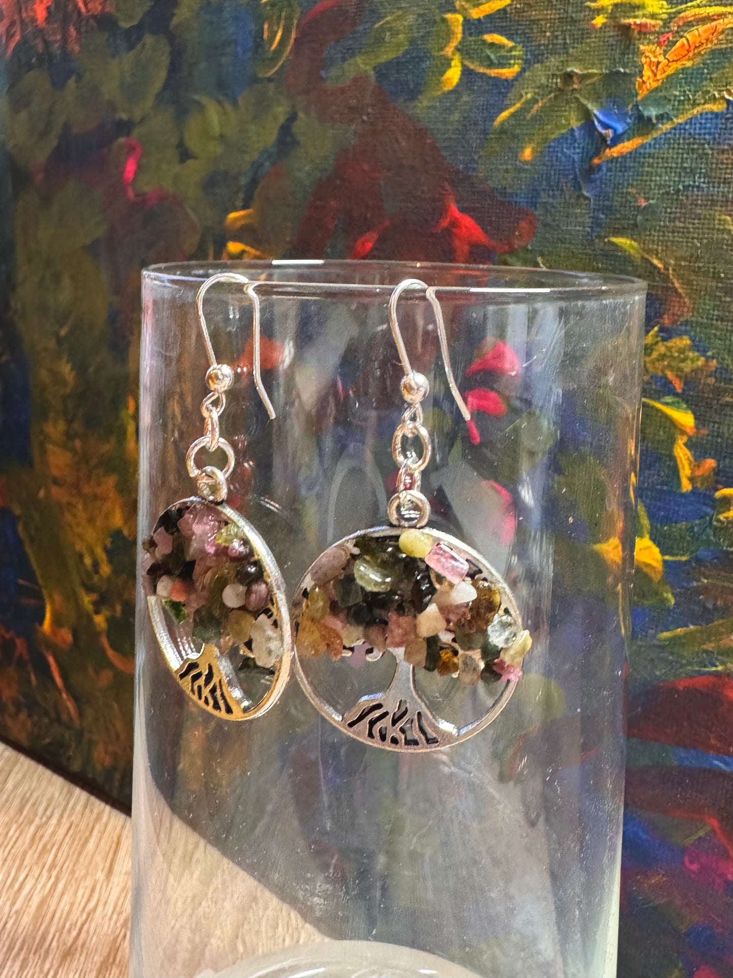 Boucles d’oreilles argent Tourmaline multicolore