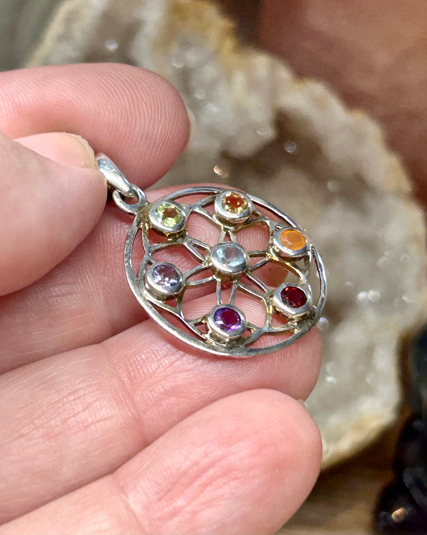 Pendentif en argent 7 chakras