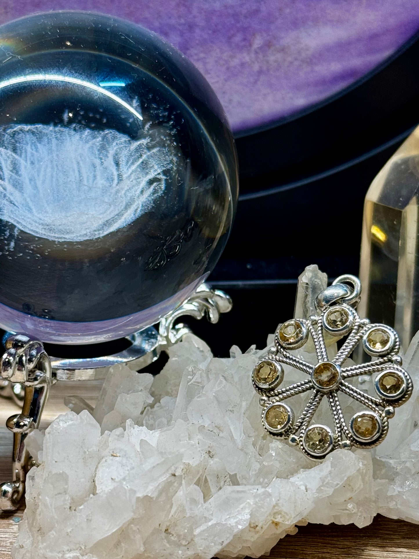 Pendentif en argent et citrine
