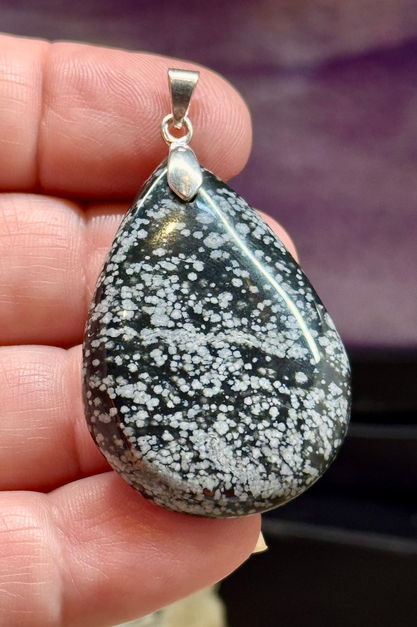 Pendentif d’obsidienne flocon de neige