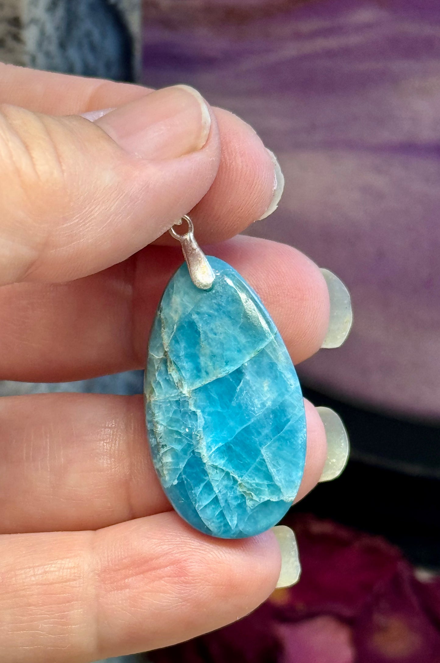 Pendentif d’Apatite bleue