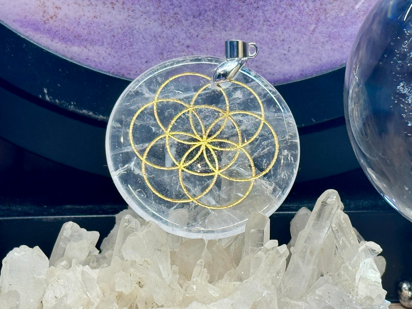 Pendentif Cristal de roche - Graine de vie