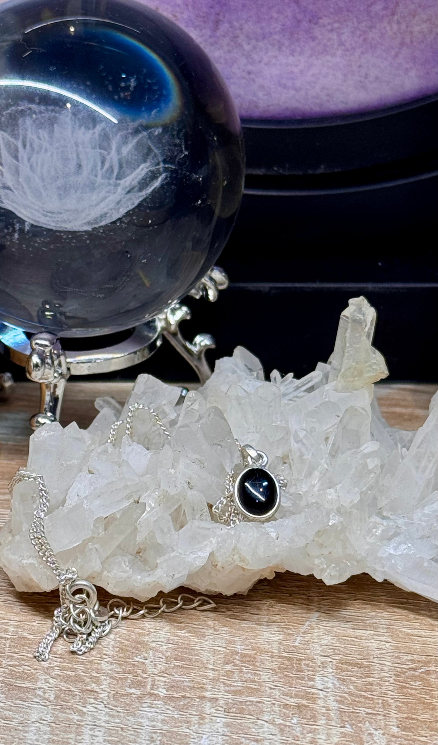 Collier pendentif en Obsidienne noire