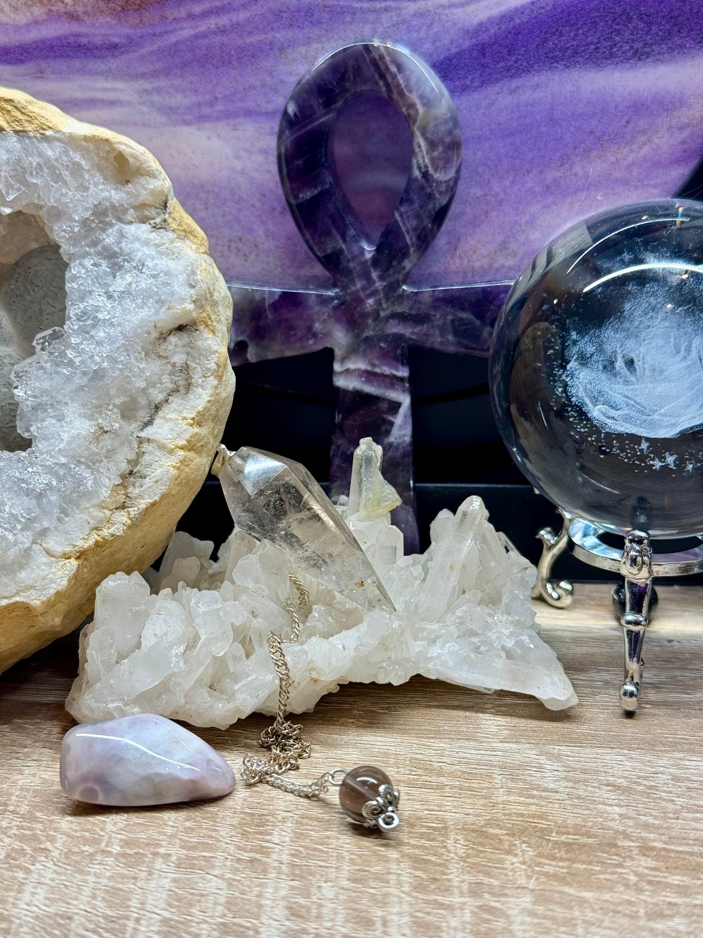 Pendule conique Quartz fumé - Perle