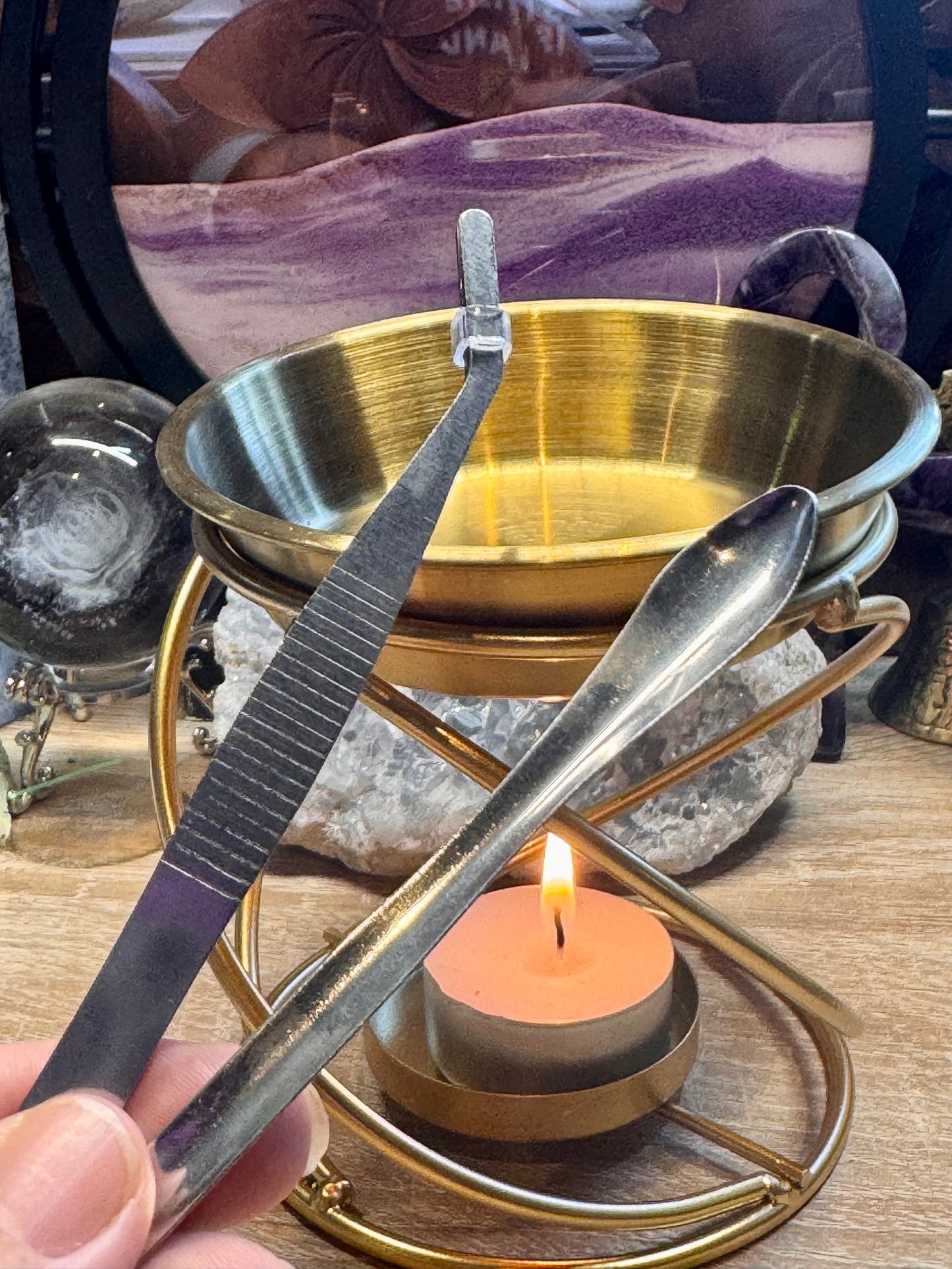 Porte-encens métallique doré