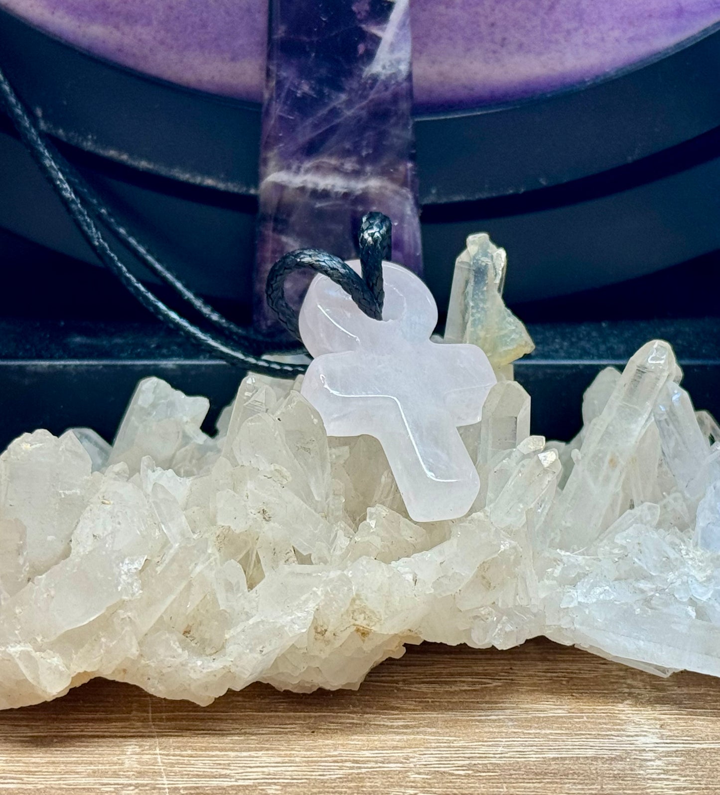 Croix de Ânkh en Quartz Rose