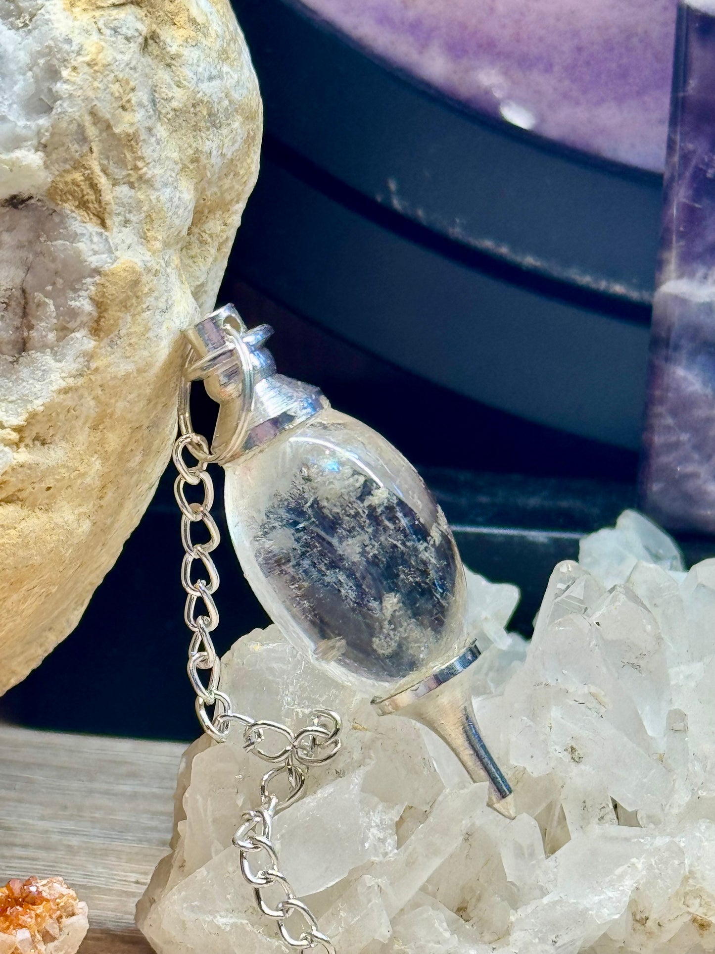 Pendule Shiva Lingam en Cristal de Roche