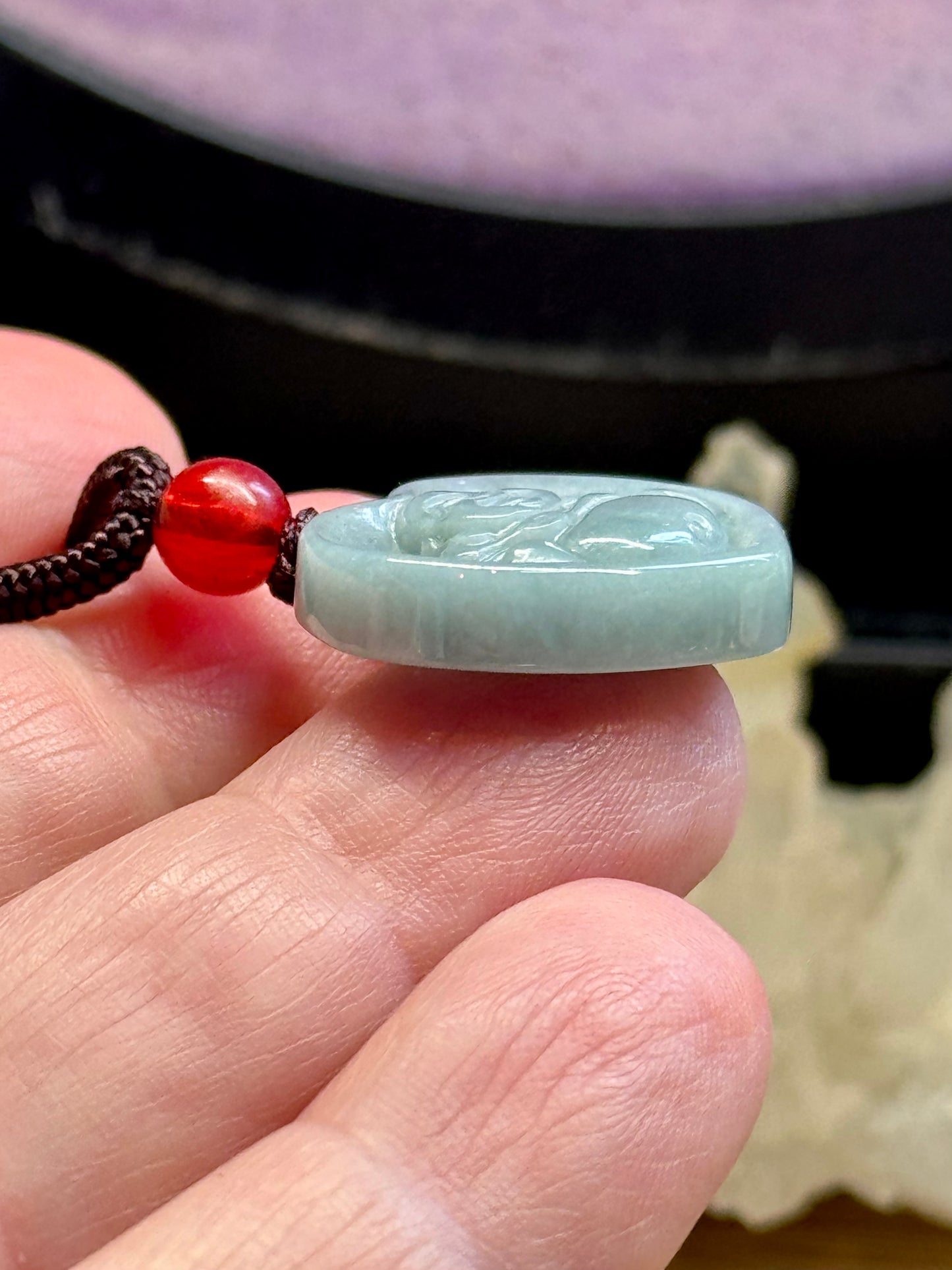 Collier de Jade Bouddha Rieur en cœur