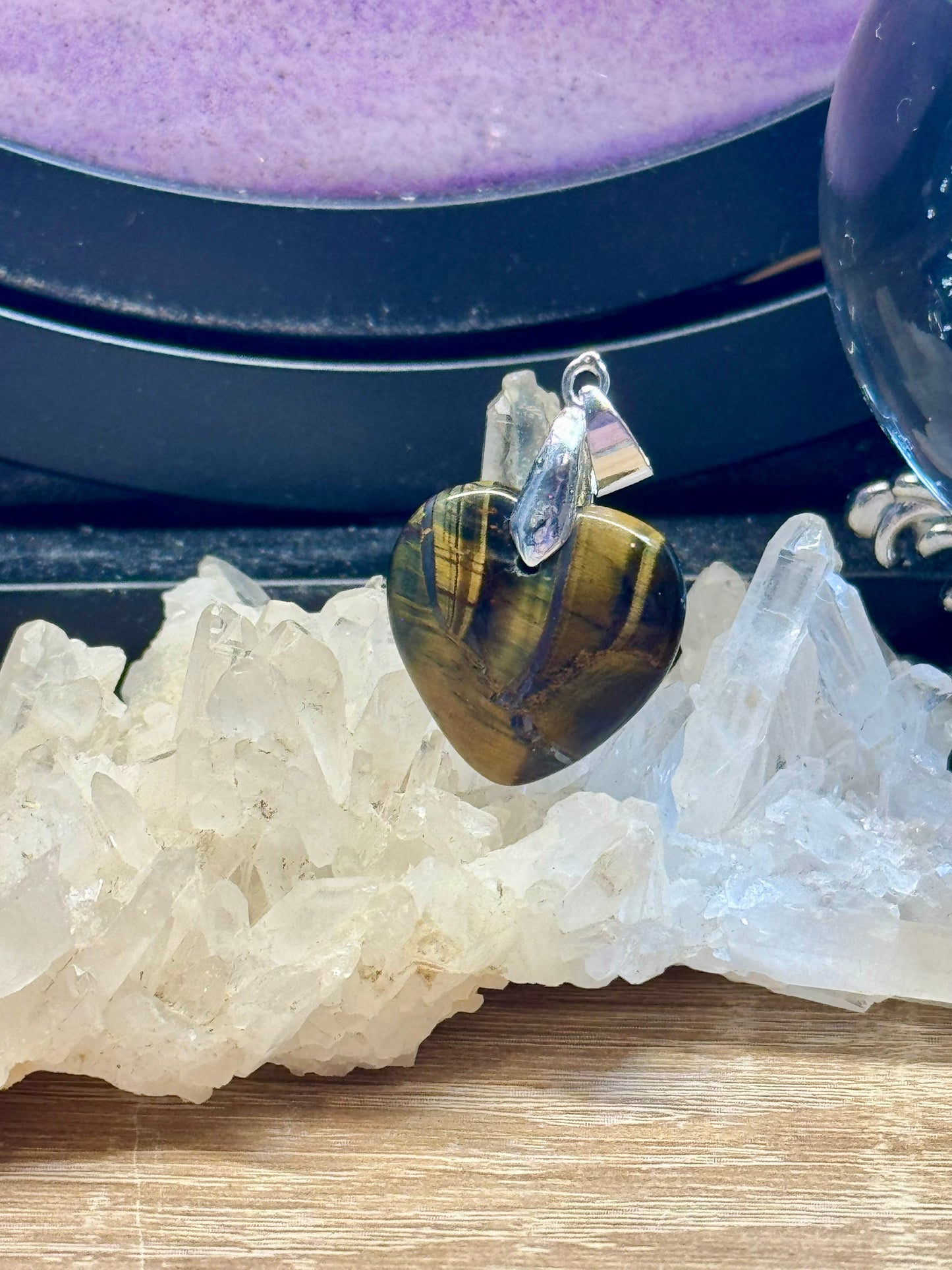 Pendentif Cœur Oeil de Tigre/Faucon 2
