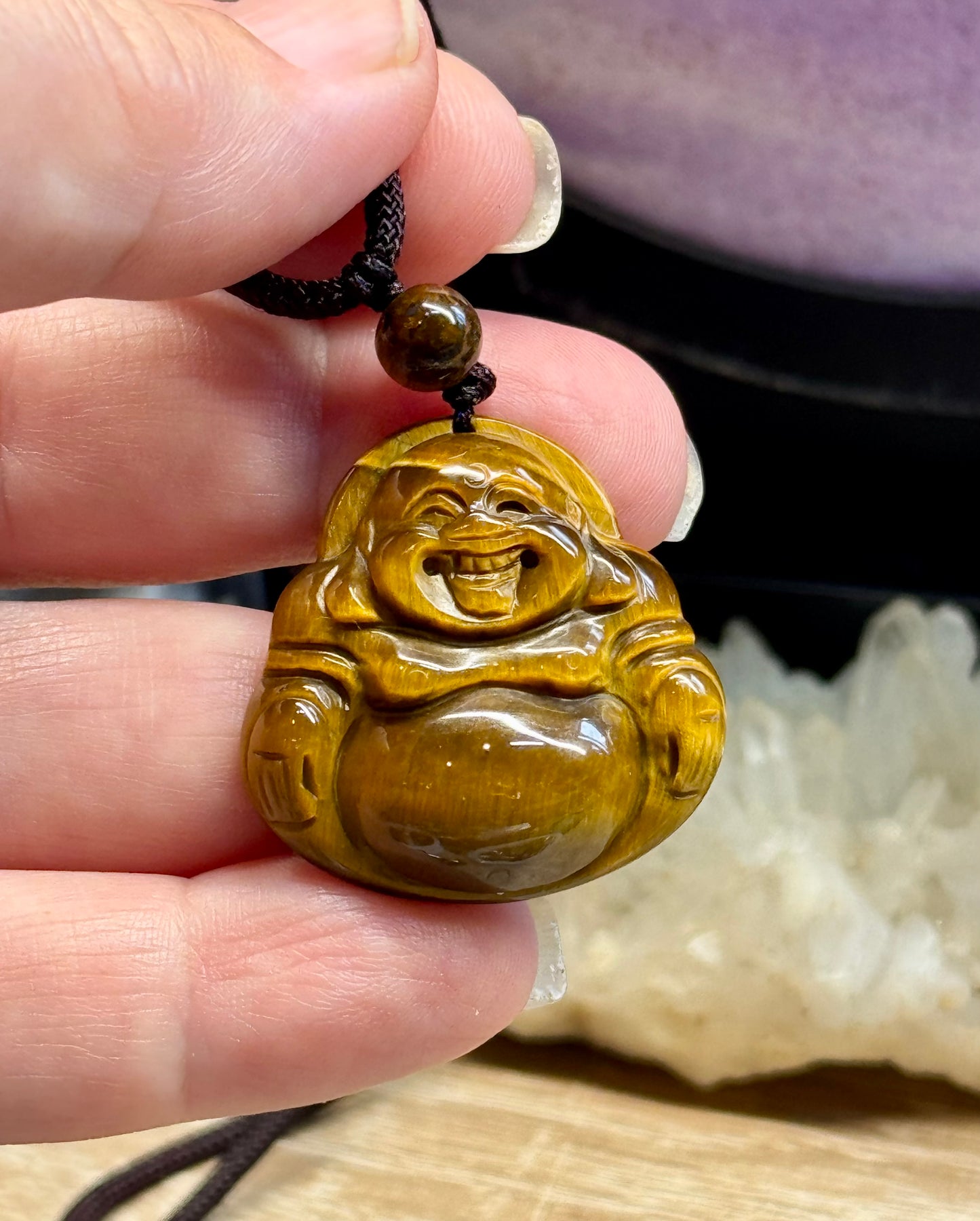 Bouddha Rieur en Oeil de Tigre