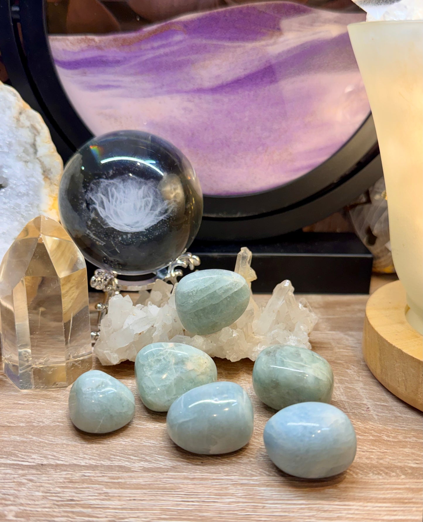 Pierres roulées d’aigue marine