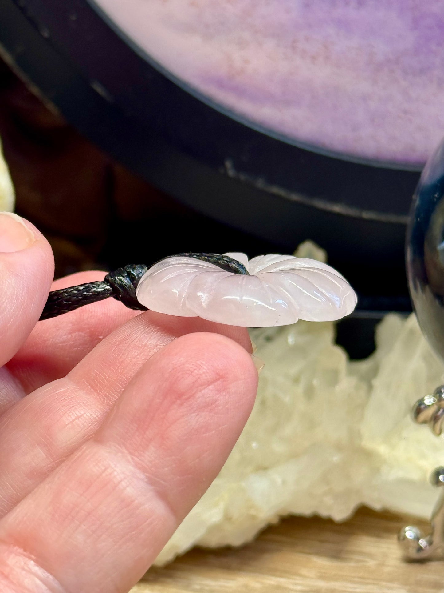 Pendentif Fleur de Quartz Rose