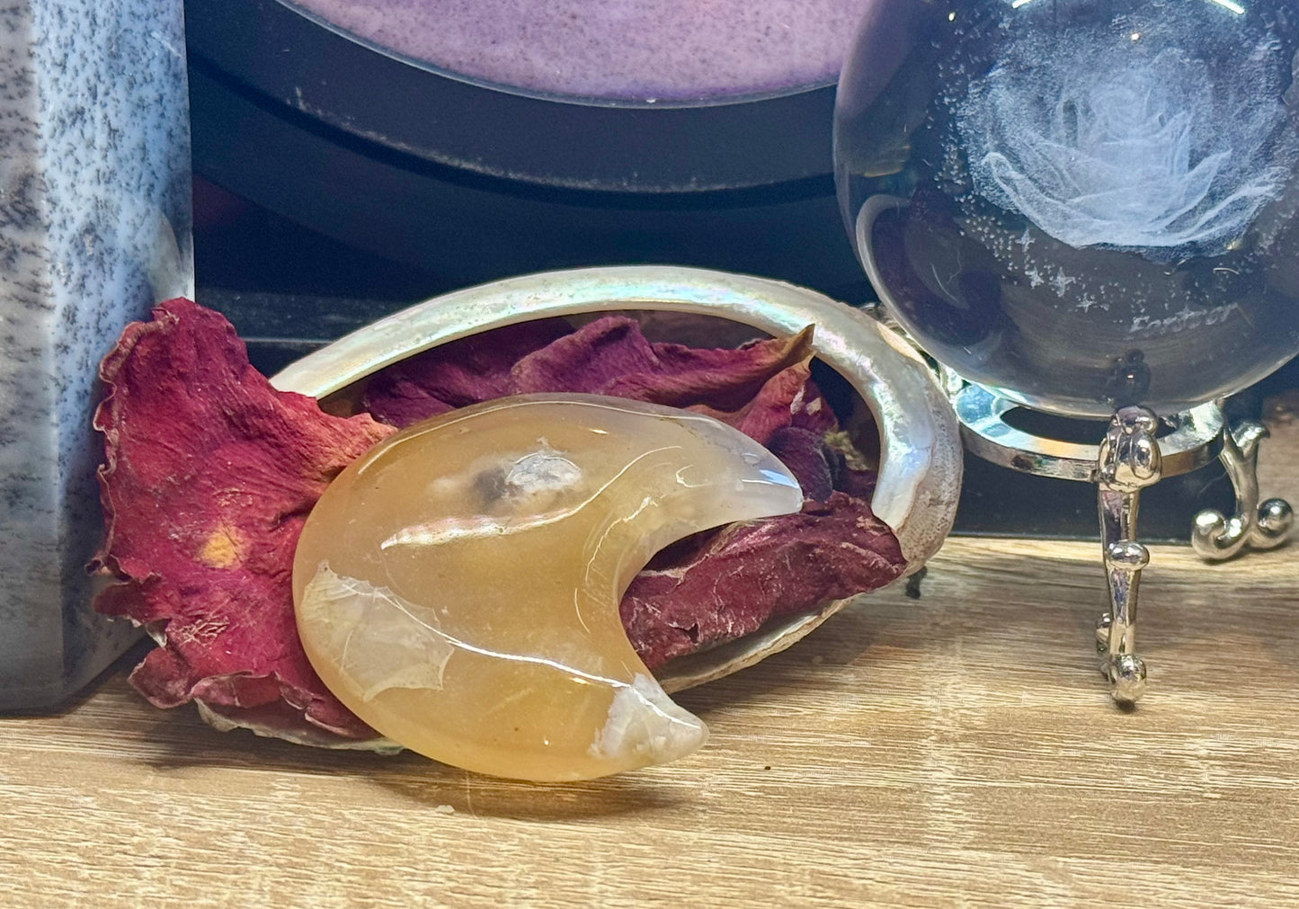 Croissant d’Agate Fleurs de Cerisier