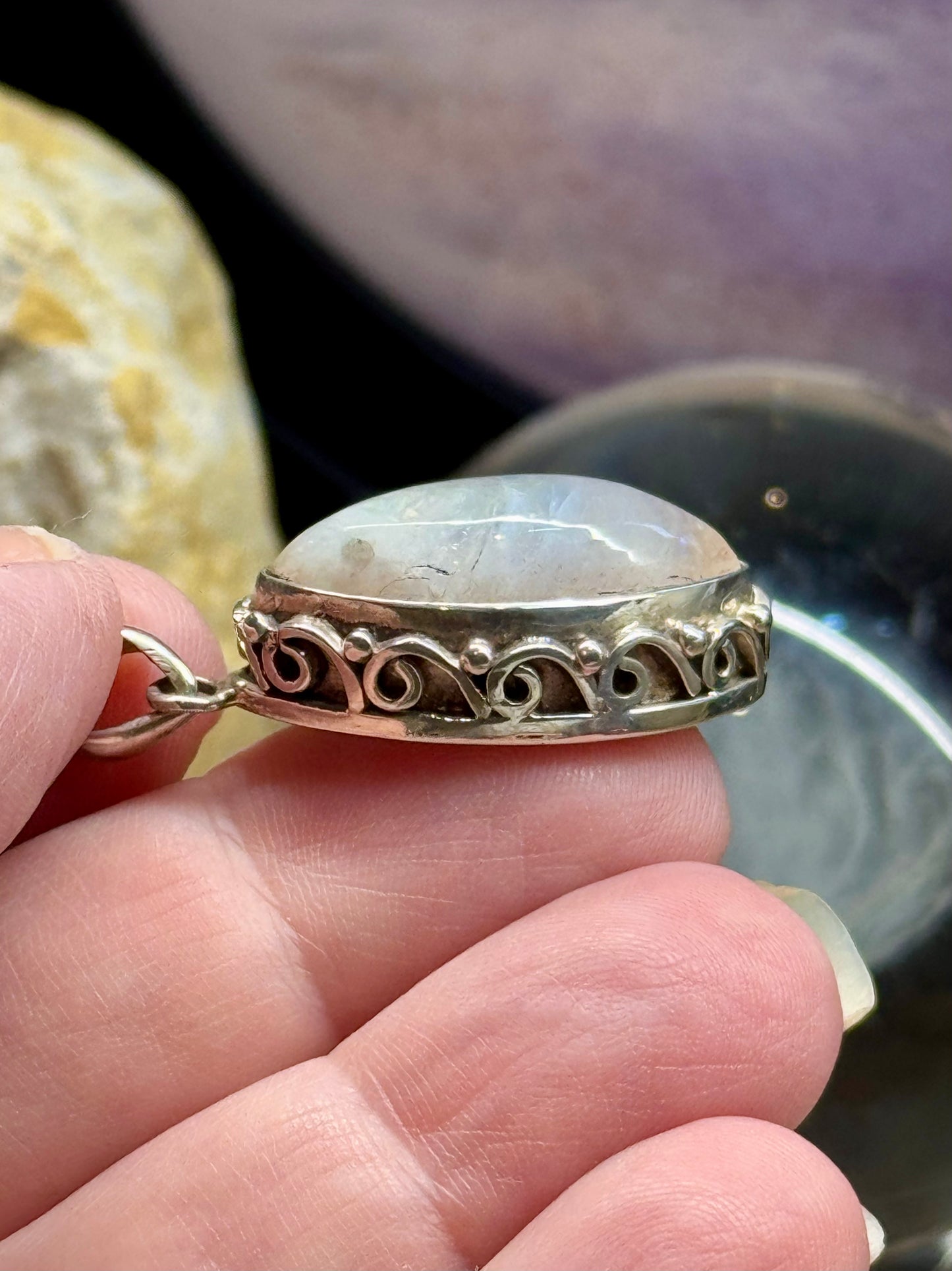 Pendentif de Pierre de Lune Arc-en-ciel