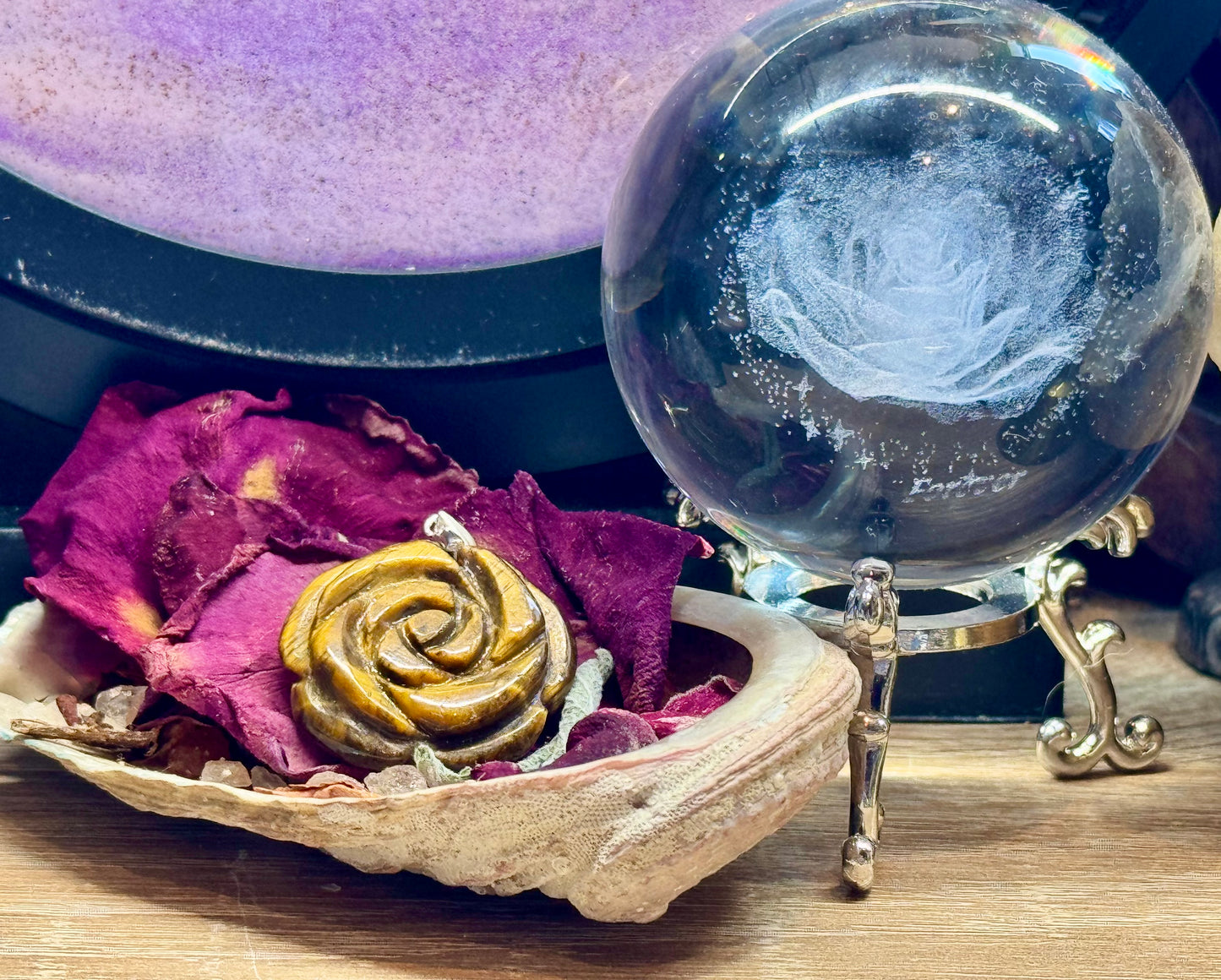 Pendentif rose en Oeil de Tigre