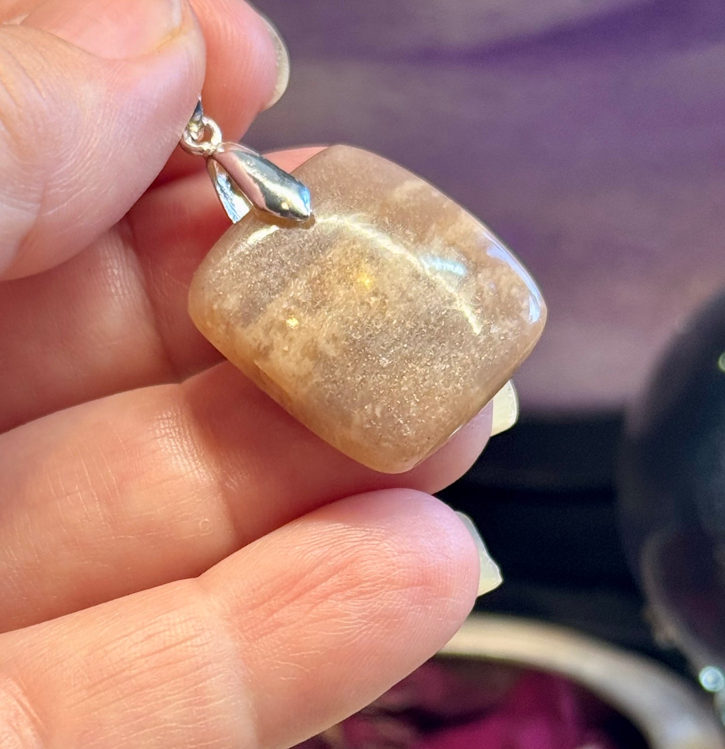 Pendentif de Pierre de lune carré