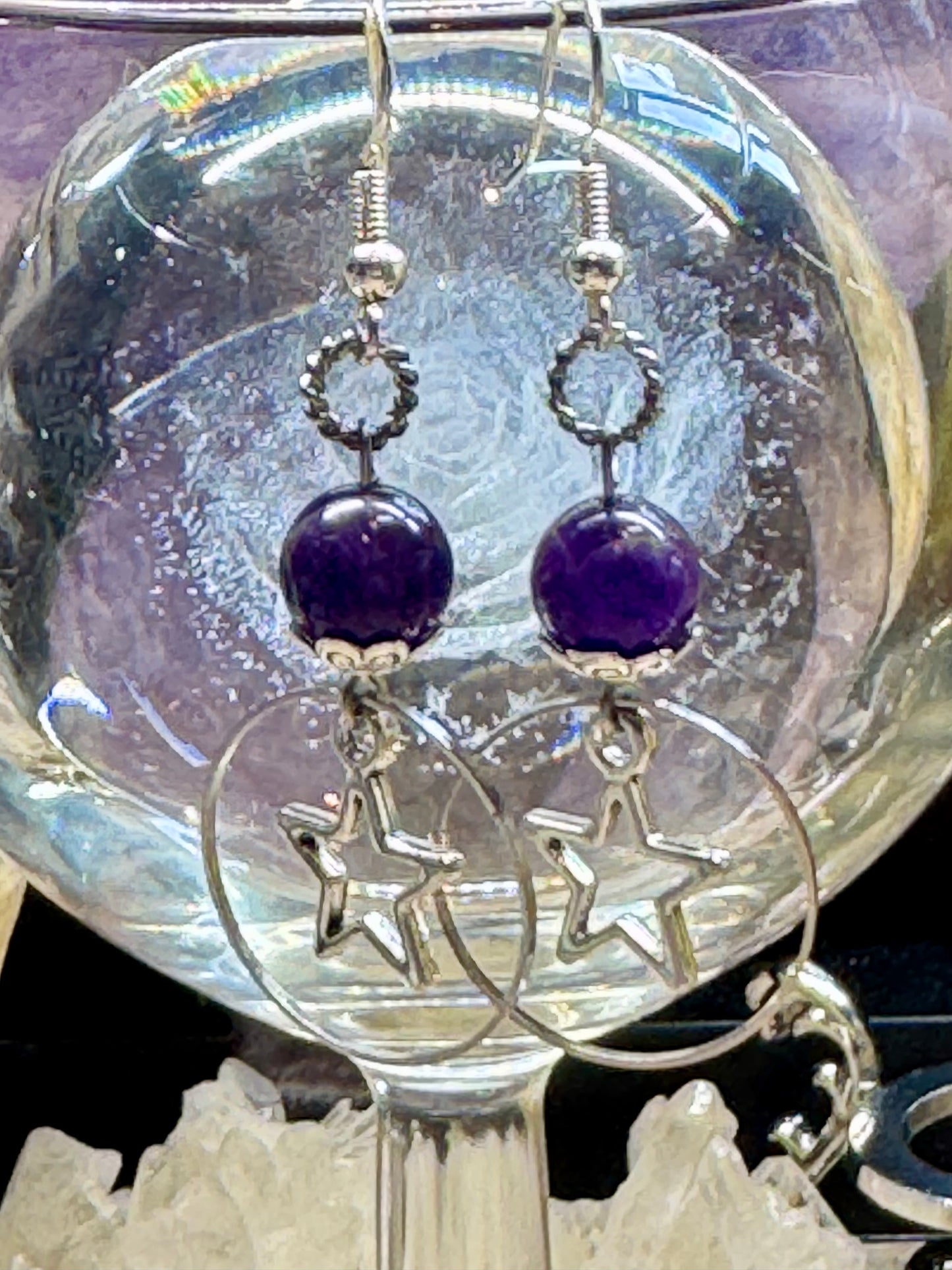 Boucles d’oreilles argent et Améthyste