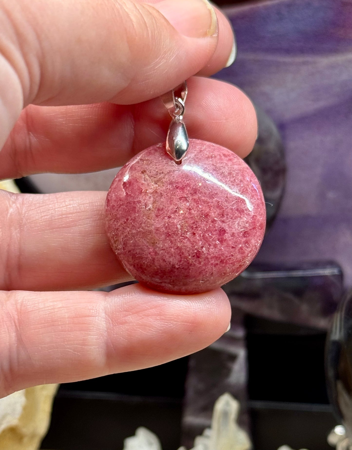 Pendentif de Rhodonite Rose