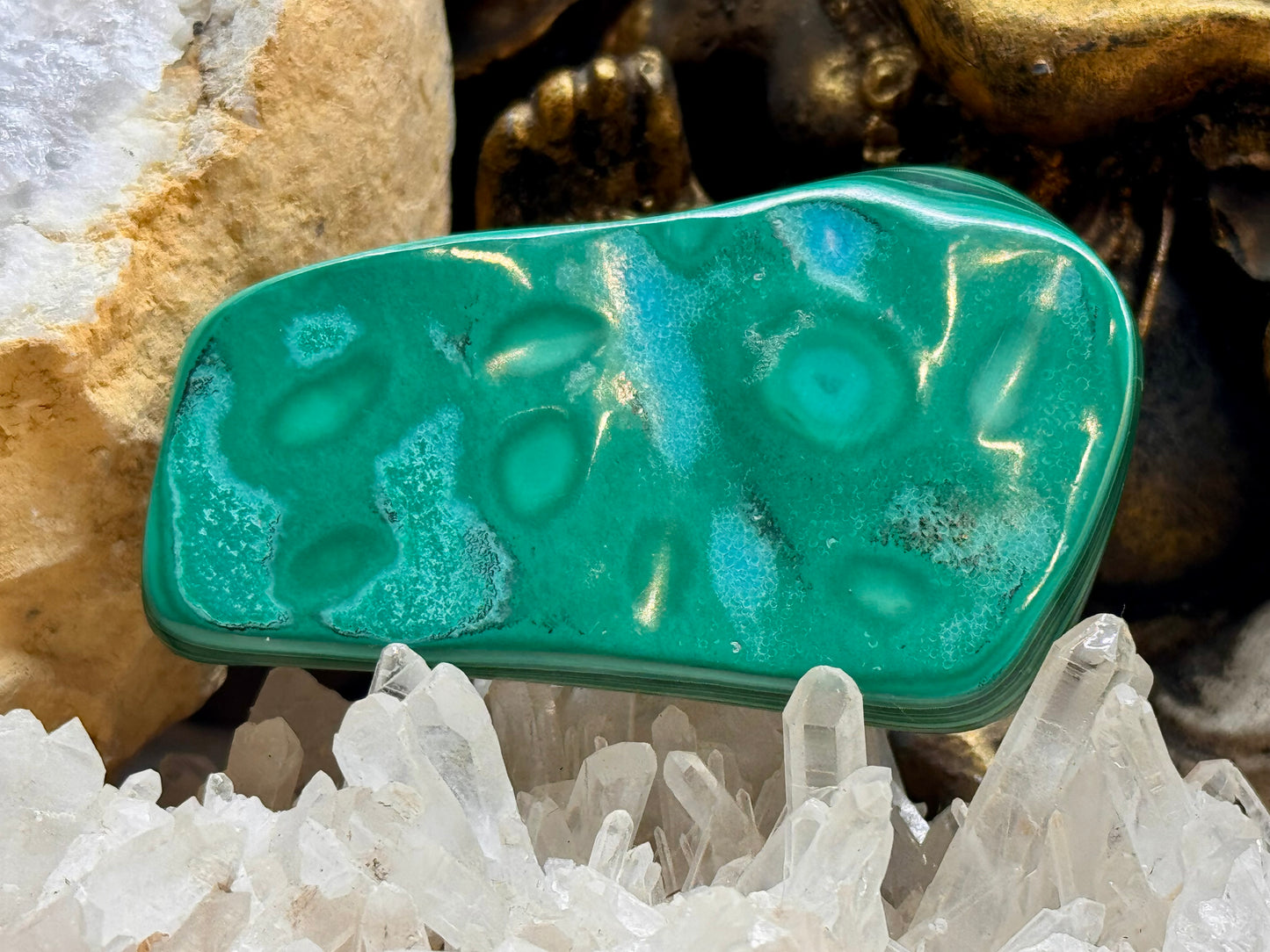 Plaque polie de malachite
