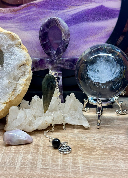 Pendule conique en Labradorite - Arbre de vie