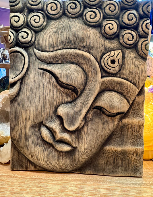 Cadre Bouddha en bois sculpté