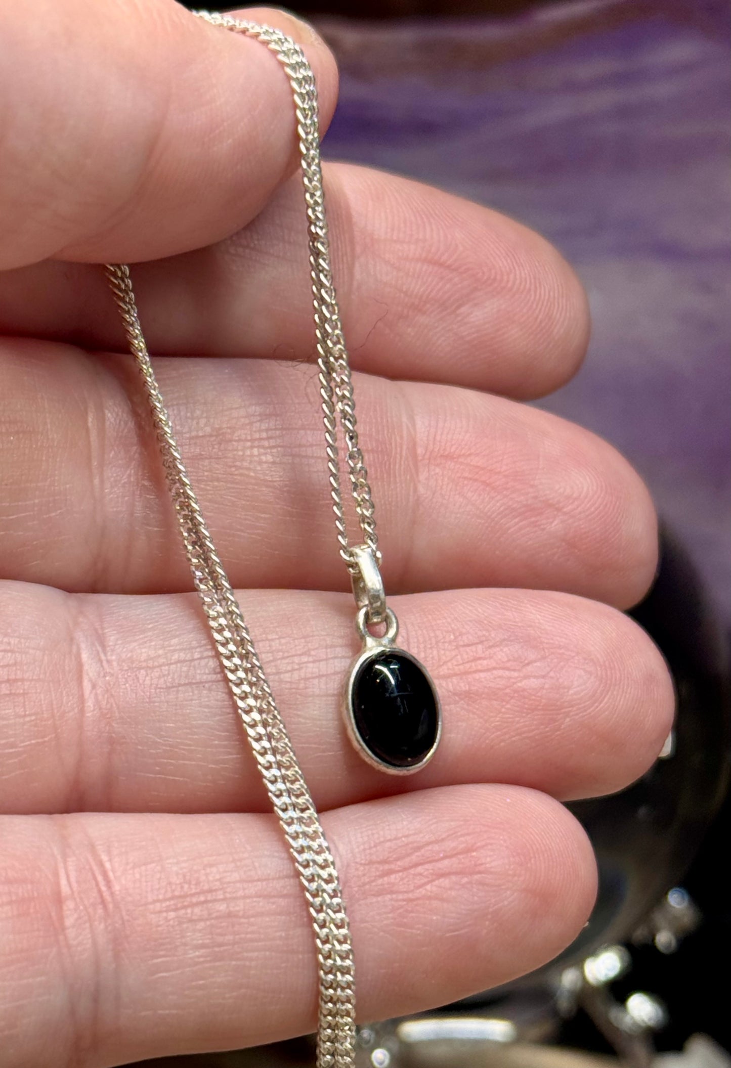 Collier pendentif en Obsidienne noire