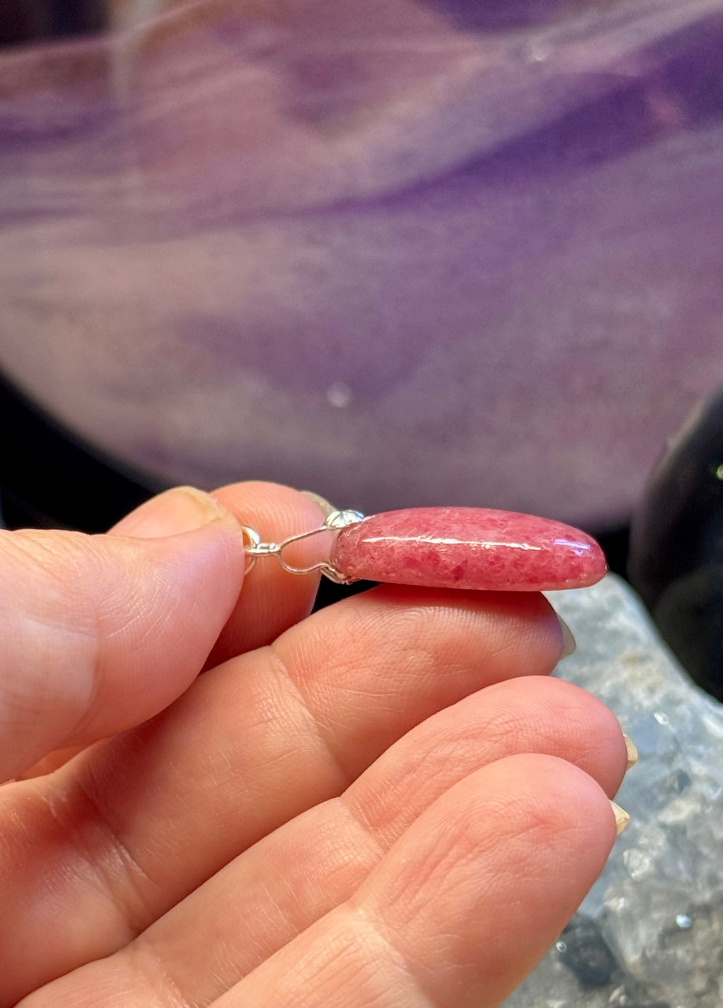 Pendentif de Rhodonite