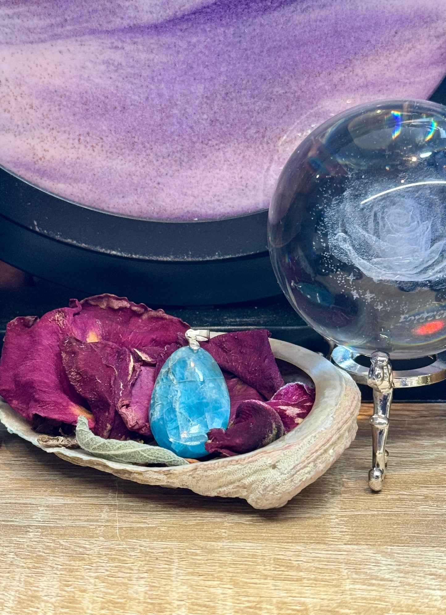 Pendentif d’Apatite bleue