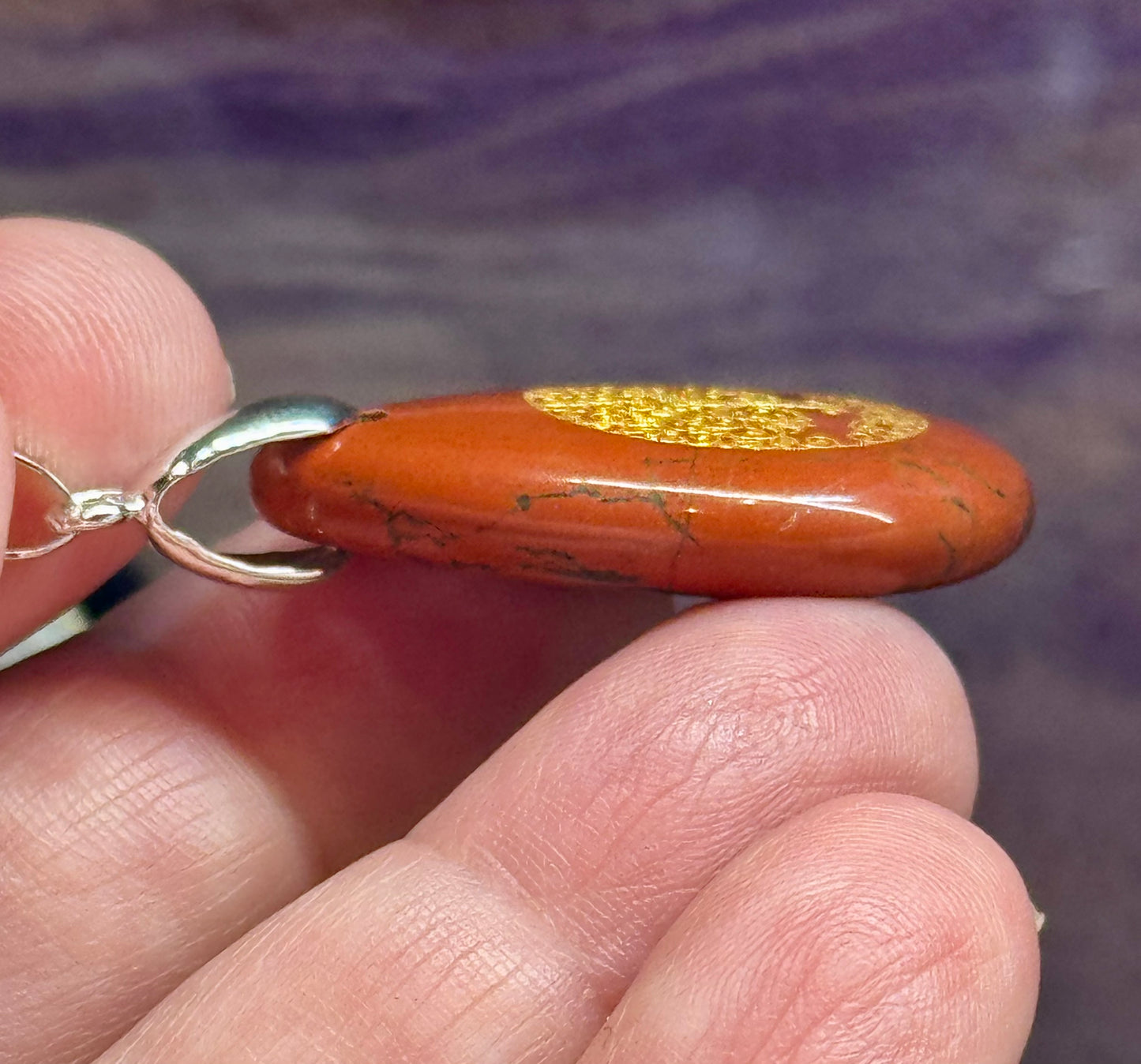 Pendentif goutte jaspe rouge