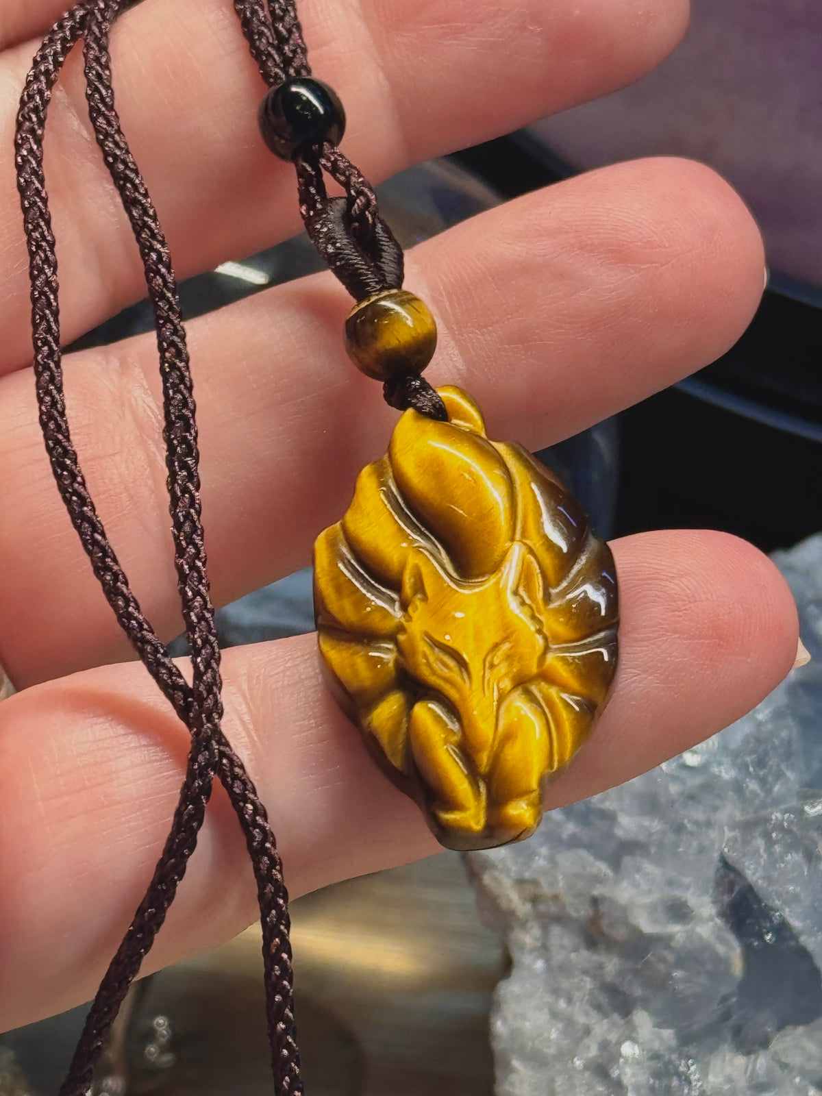 Collier avec renard ajustable Œil de tigre
