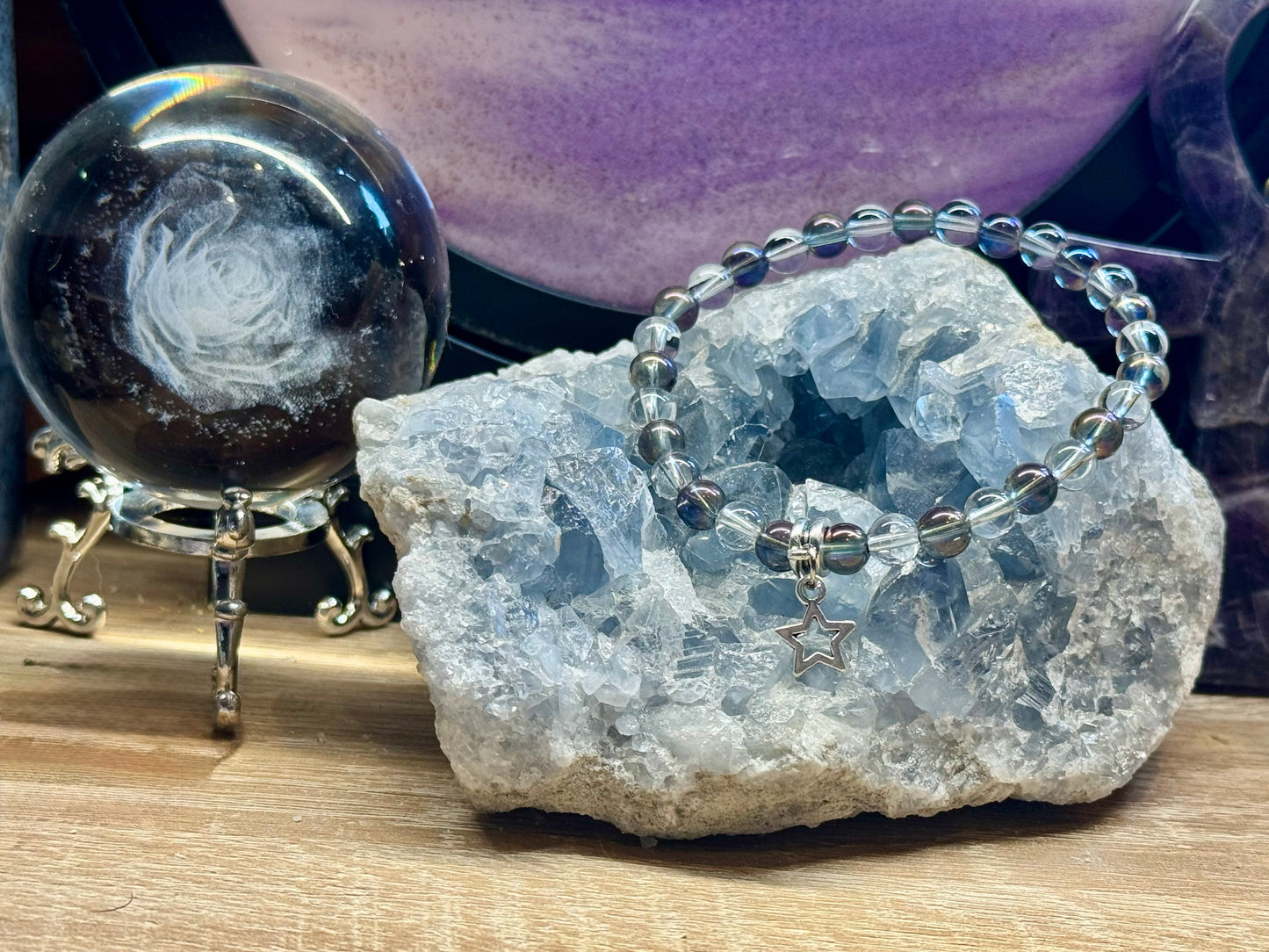 Bracelet d’Aqua Aura et Cristal de roche