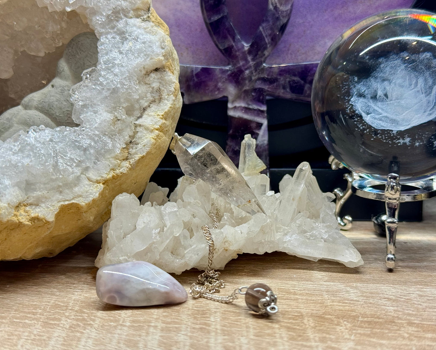 Pendule conique Quartz fumé - Perle
