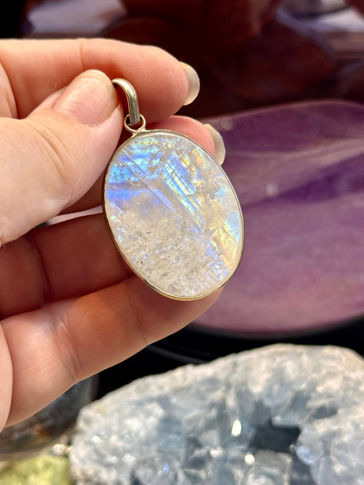 Pendentif de Péristérite cerclé