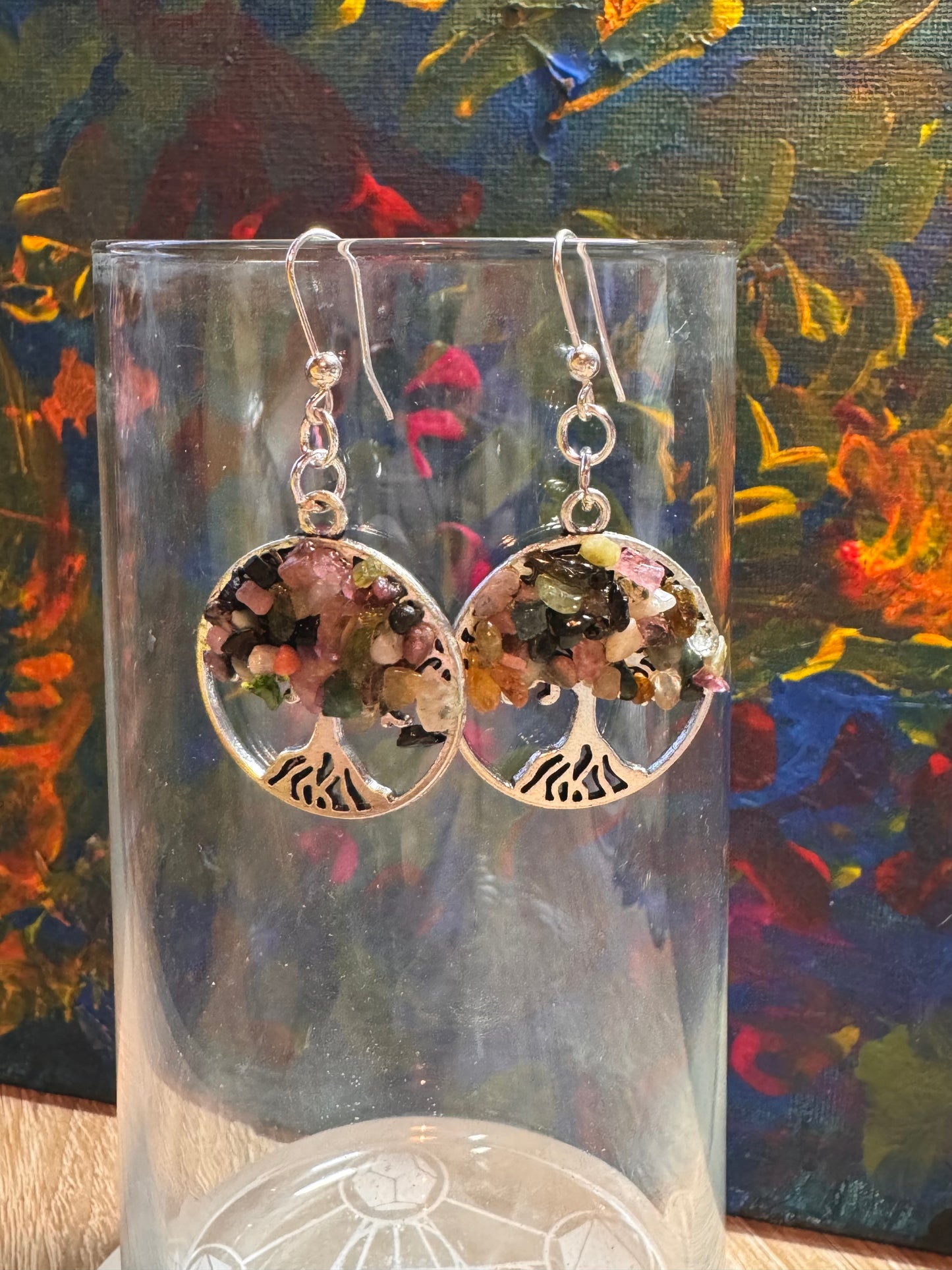 Boucles d’oreilles argent Tourmaline multicolore