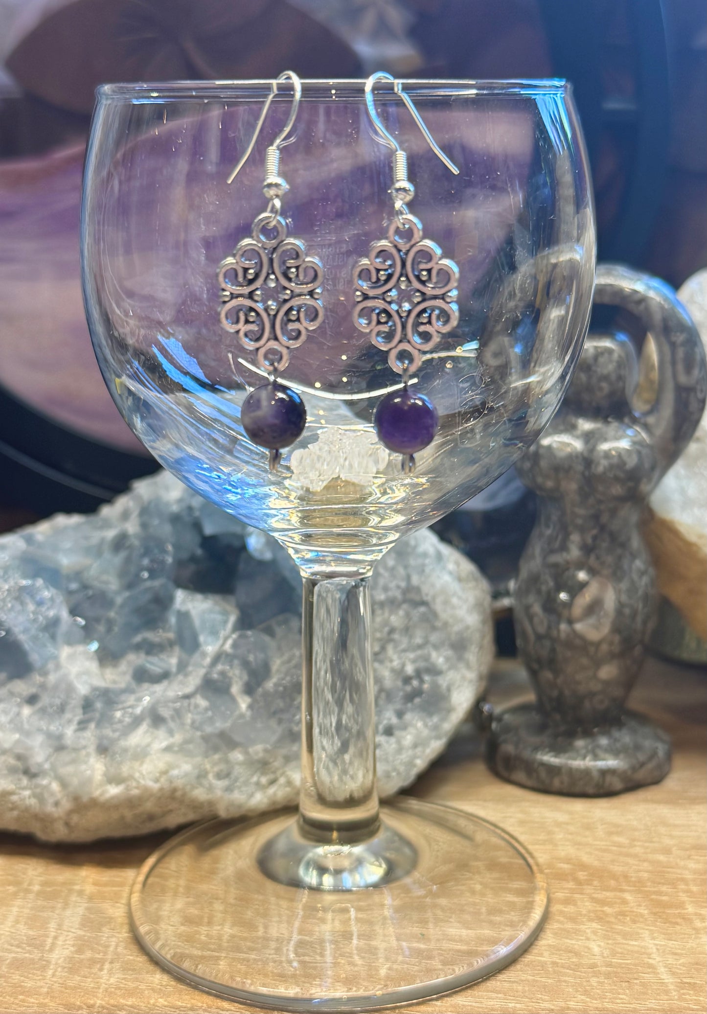 Boucles d’oreilles fantaisie Améthyste