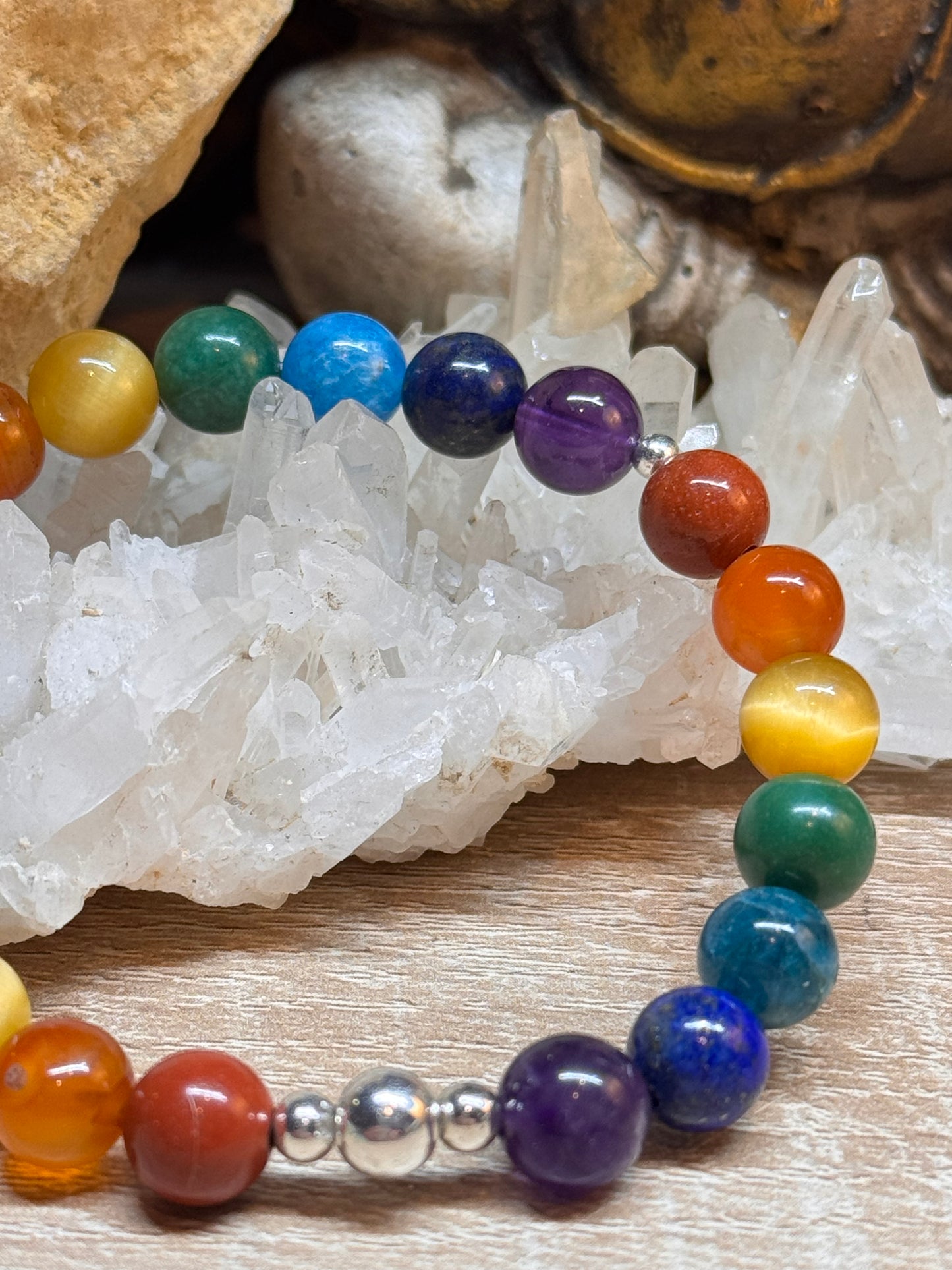 Bracelet 7 chakras perles 6 ou 8mm