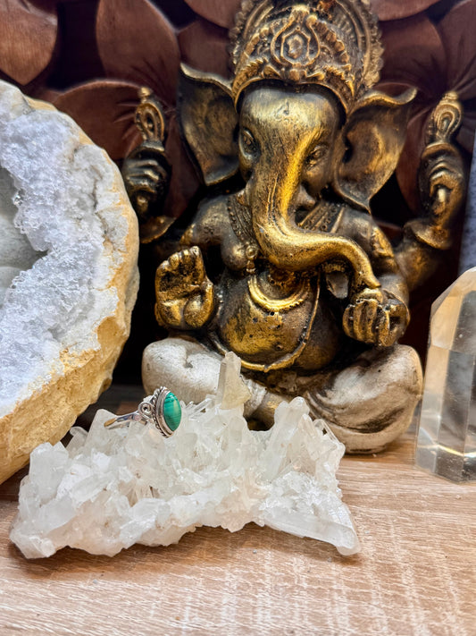 Bague en argent 925 et malachite